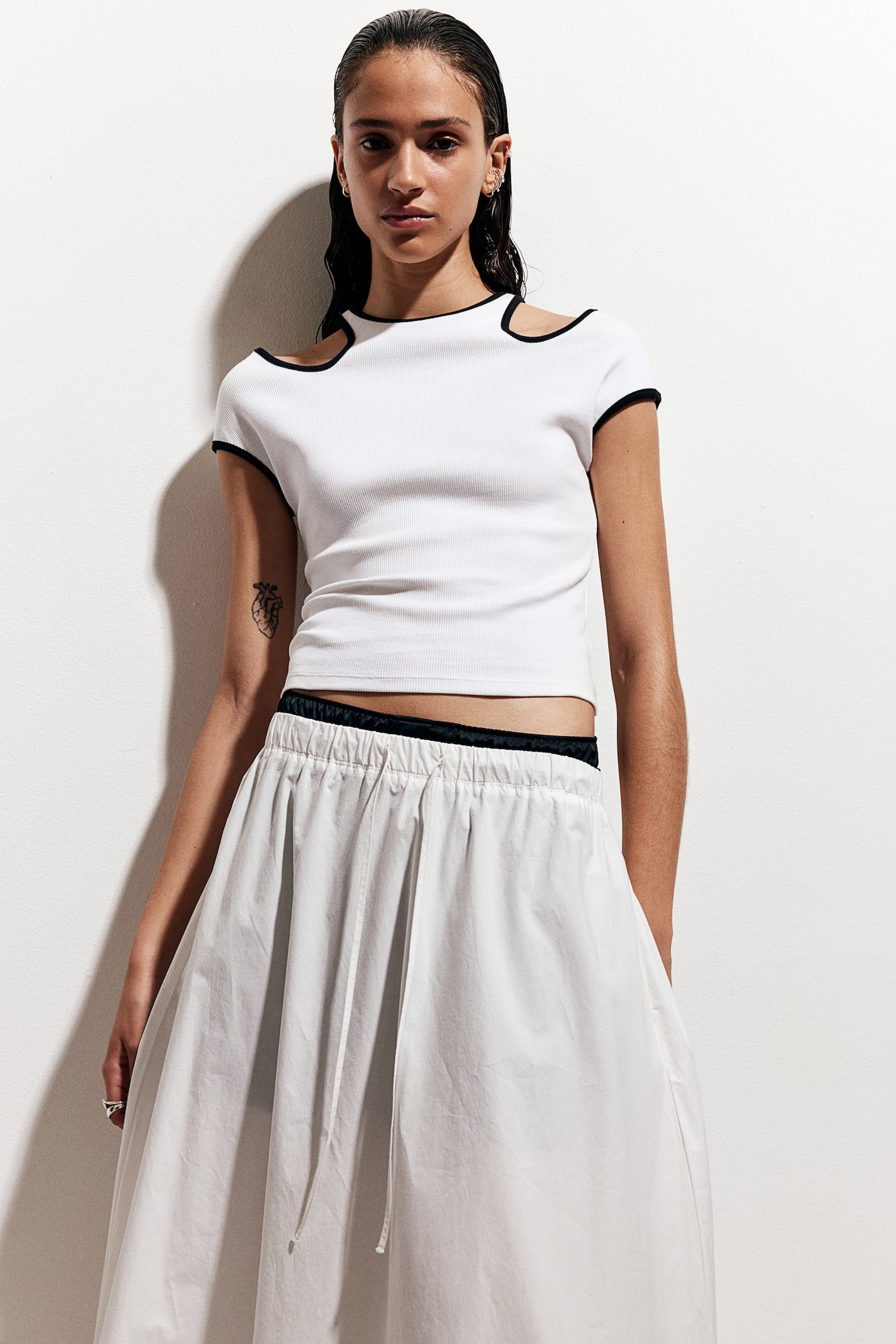 Cropped cut-out top - White - 1