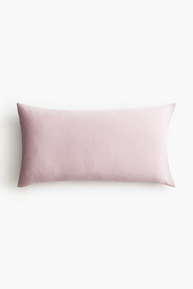 Cotton Muslin Pillowcase - Light pink/White/Dark beige/Charcoal gray/Light pink/Light dusty green - 1