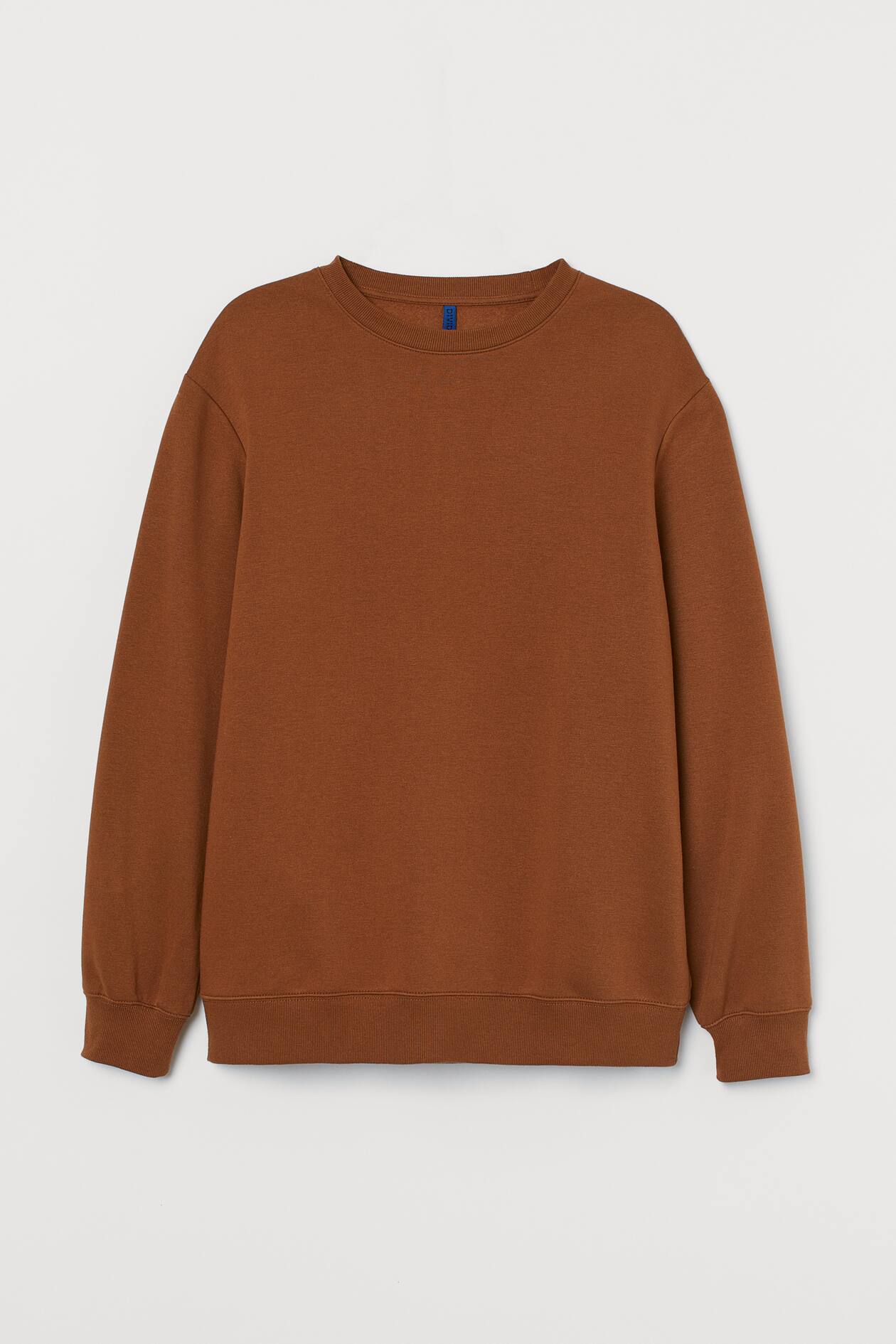 Relaxed Fit Sweatshirt - Round Neck - Long sleeve - Brown - Men | H&M US