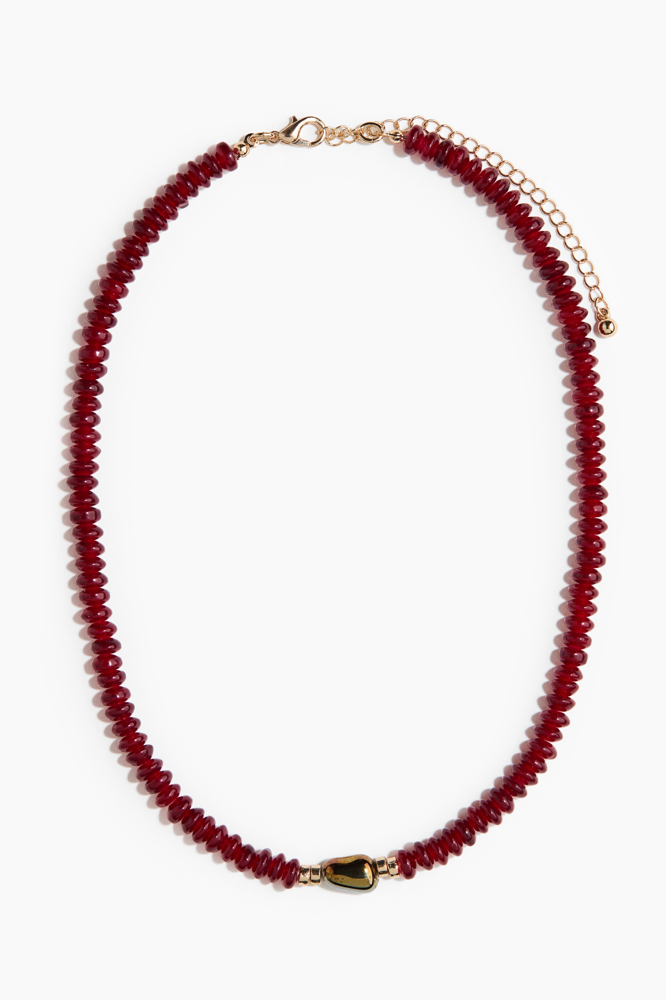 Beaded necklace - Dark red/Marbled