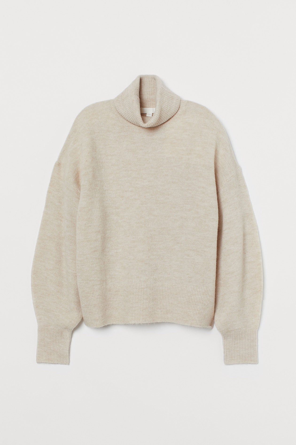 Fine-knit Turtleneck Sweater - Turtleneck - Long sleeve - Light beige ...