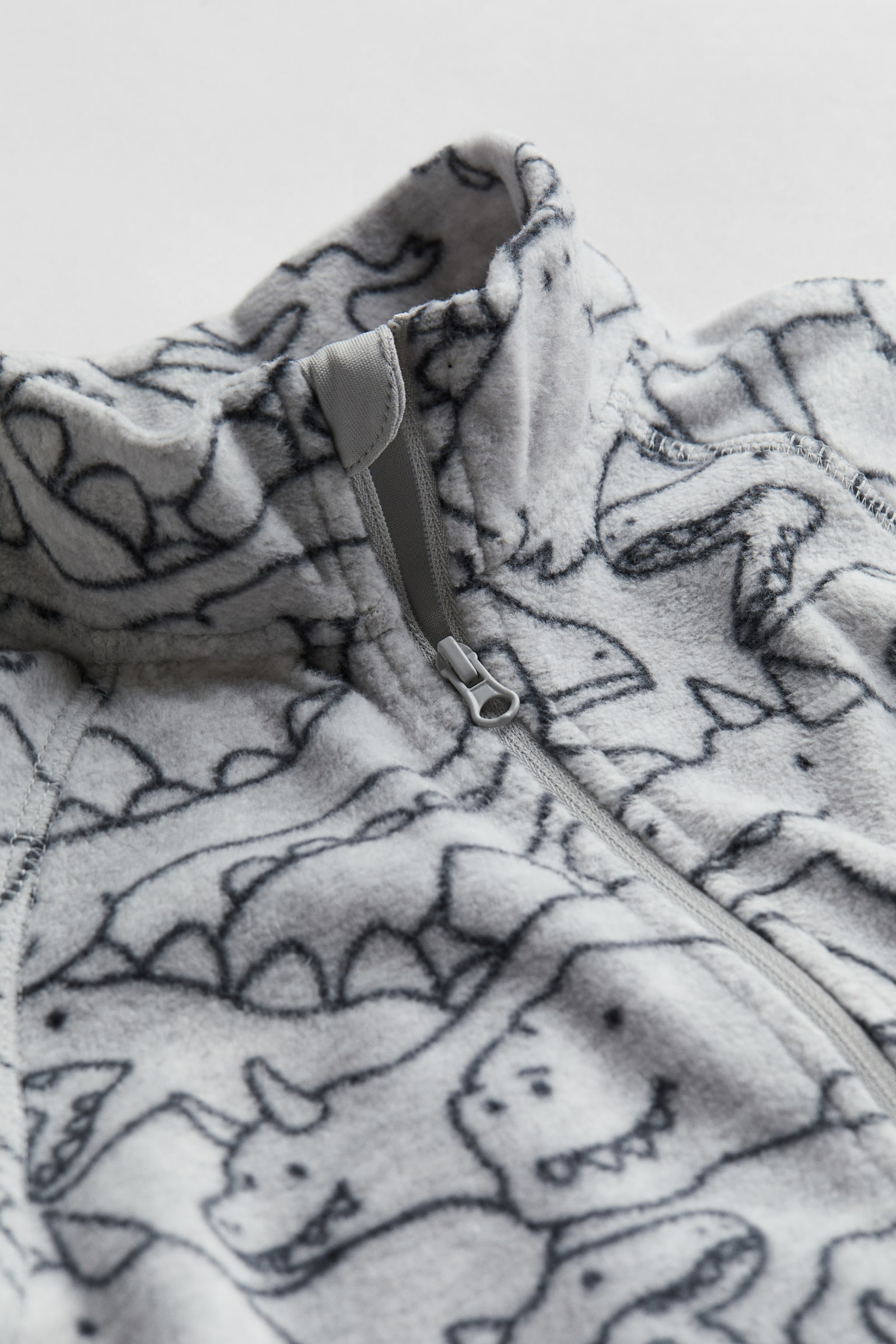 Fleece Jacket - Light grey/Dinosaurs/Black/Light beige/Spot - 4