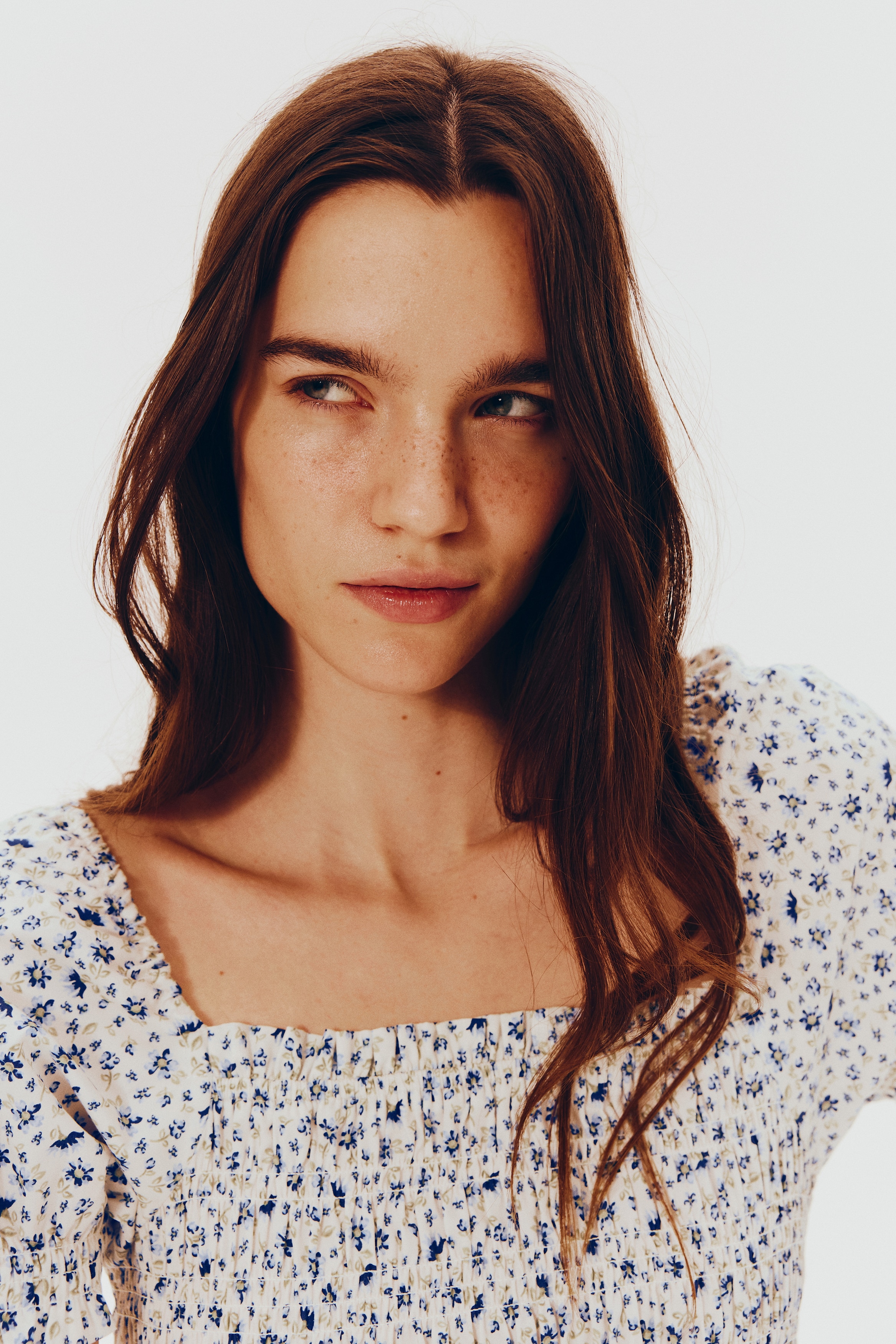 Smocked poplin dress