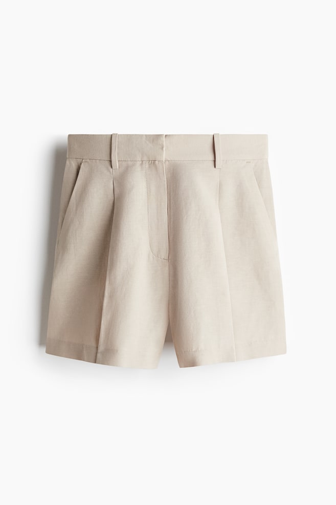 Linen-Blend Shorts - Light beige - 1