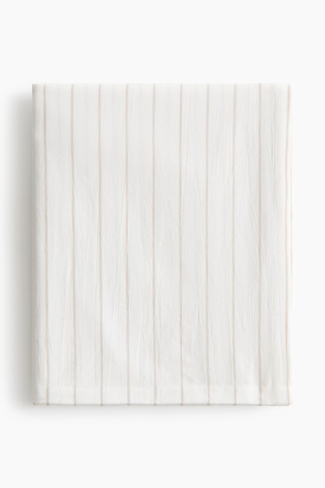 Patterned Linen-Blend Tablecloth - White/beige striped/Cream/dusty yellow striped/White/checked/Taupe/checked/Dusty yellow/checked/Cream/brown striped/Dusty blue/checked/Cream/blue striped - 1