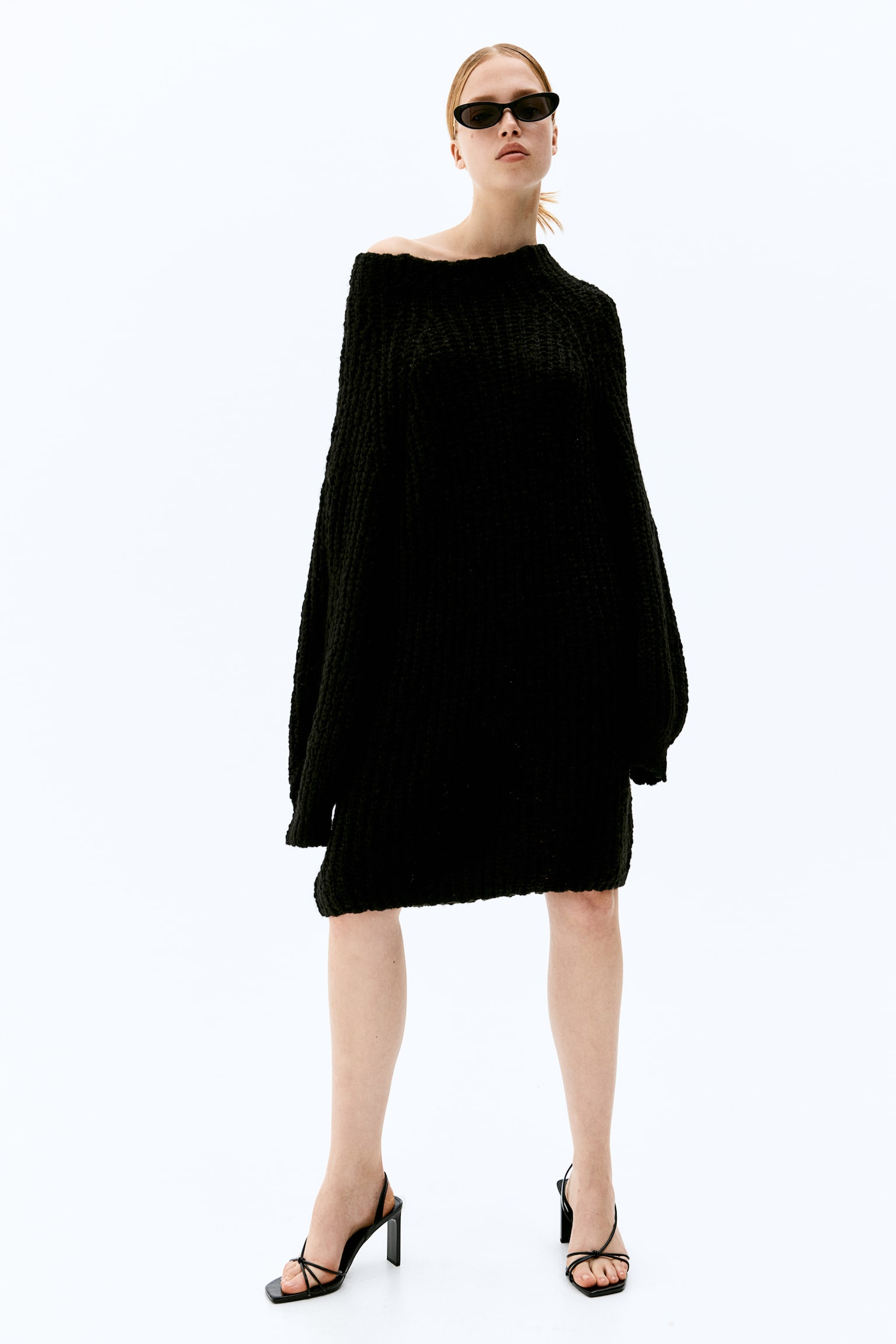 Rib-knit dress - Black/Greige - 1