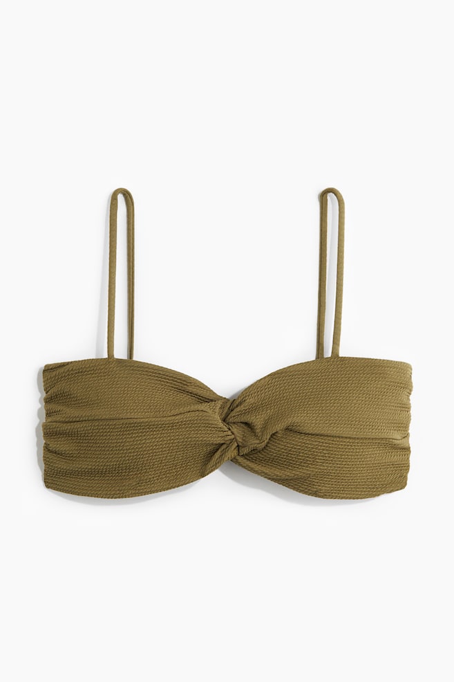 Haut de maillot paddé avec détail torsadé - Vert kaki - 1