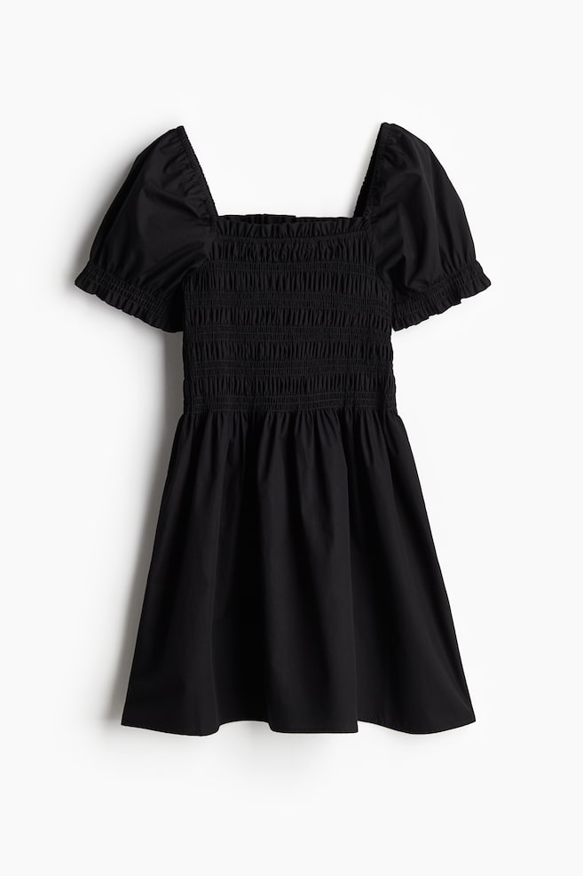 Robe smockée en popeline - Noir/Blanc/bleu/fleuri/Crème - 1