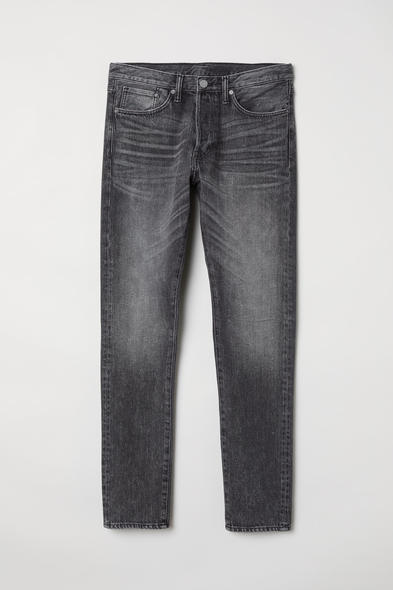 Slim Straight Jeans - Regular waist - Long - Dark gray - Men | H&M US