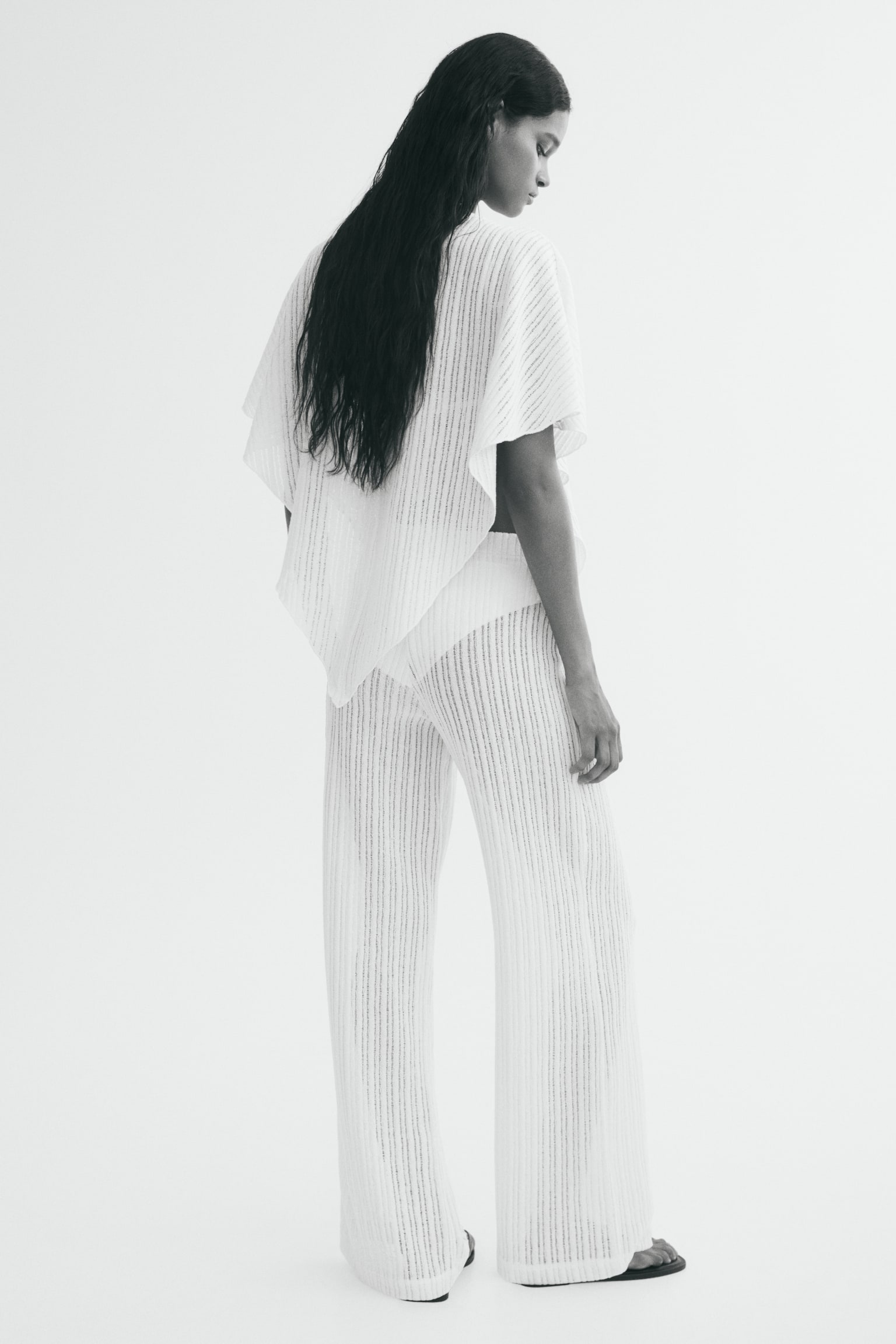 Женские брюки H&M Rib-Knit, цвет: Кремовый — фото 4