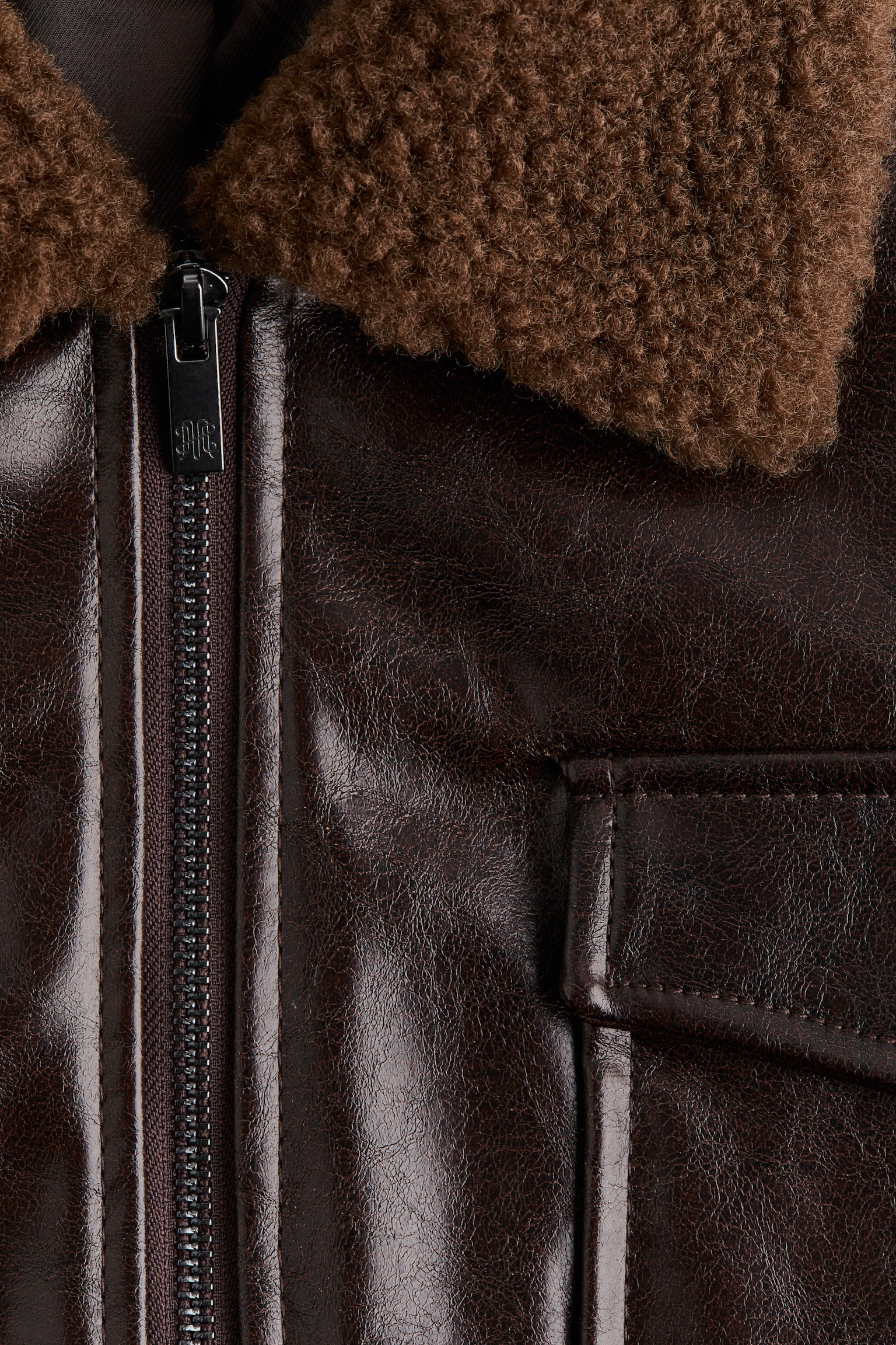 Coated belted jacket - Dark brown - 5