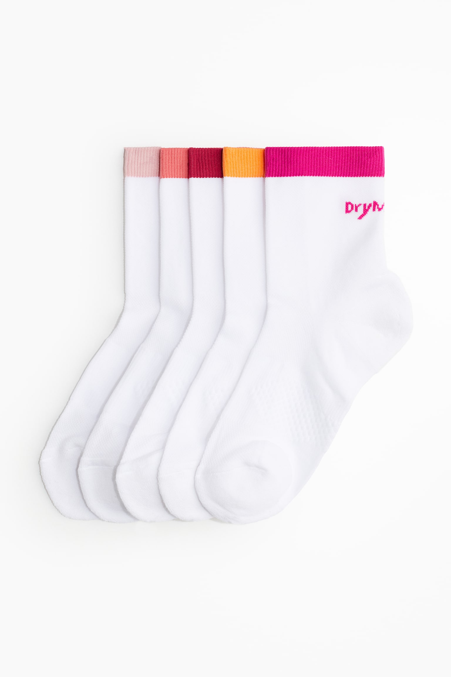 5-pack Sports Socks In DryMove™ - White/Hot pink/White/Grey - 1