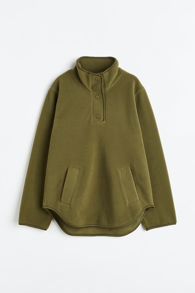 Fleece jacket - Dark khaki green/Black/Bright orange - 1
