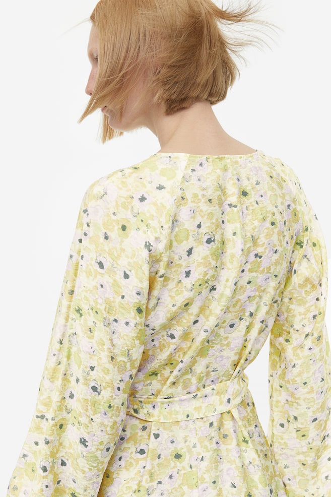 Maxi wrap dress - Light yellow/Floral/Light beige/Floral/Cream/Beige patterned - 7