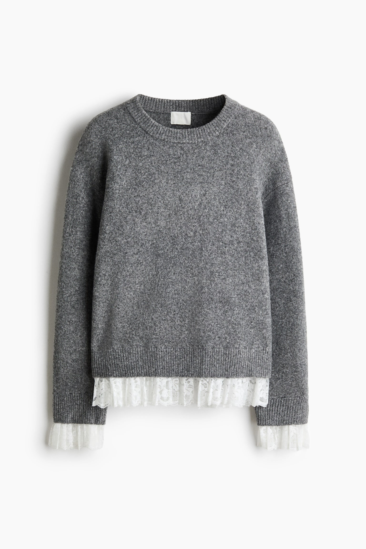 Женский свитер H&M Brushed Layered, цвет: Серый меланжевый — фото 1