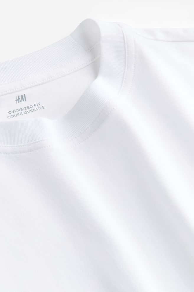 T-shirt Oversized Fit - Biały/Czarny/Beżowy - 5