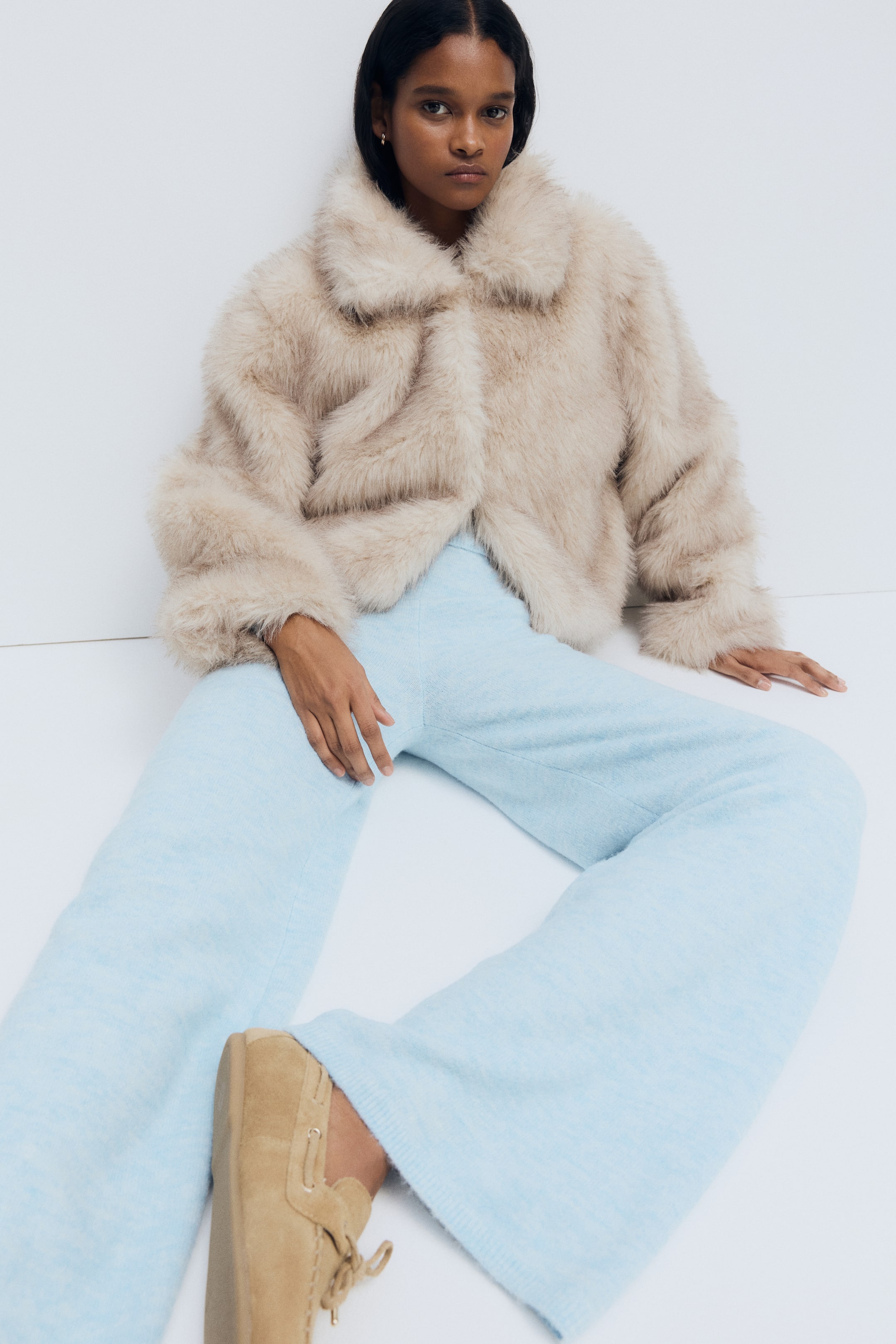 View larger image: Knitted pull-on trousers - Light blue marl - Ladies | H&M HK 1