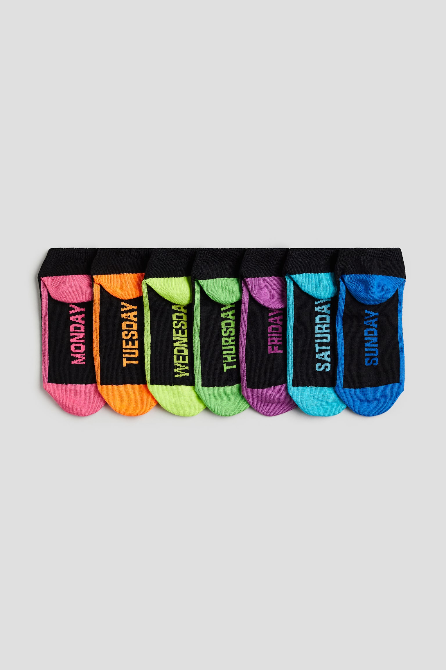 7-pack trainer socks - Black/Days of the week/Blue marl/Neon green - 1