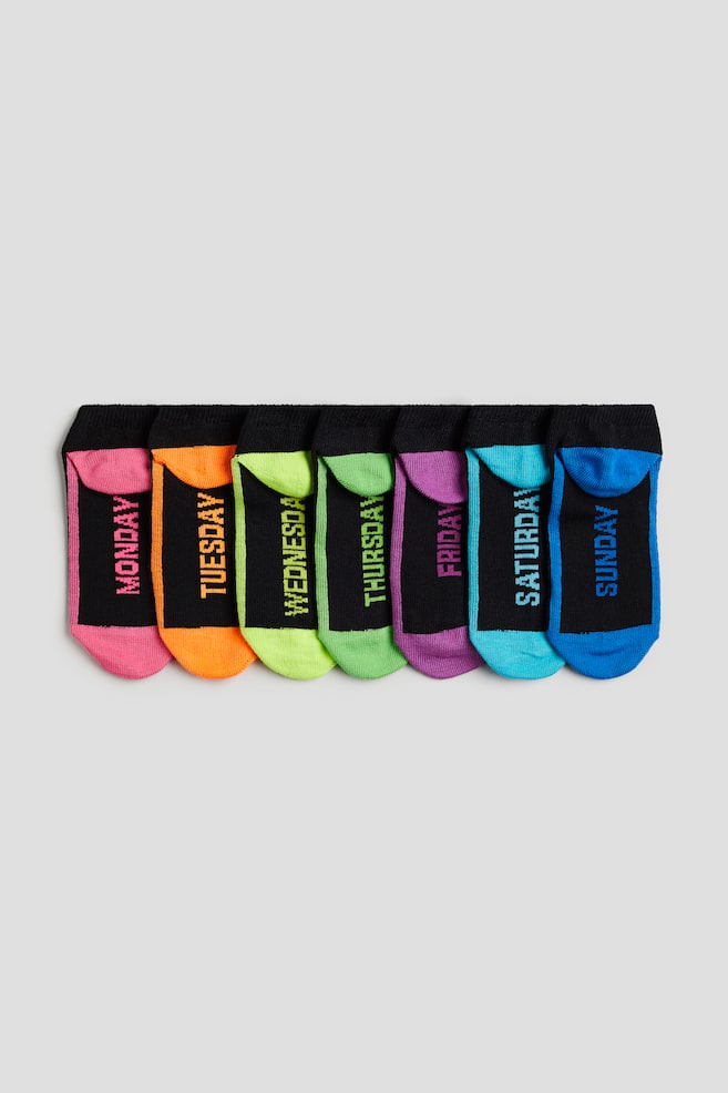 7-Pack Ankle Socks - Black/days of the week - 1