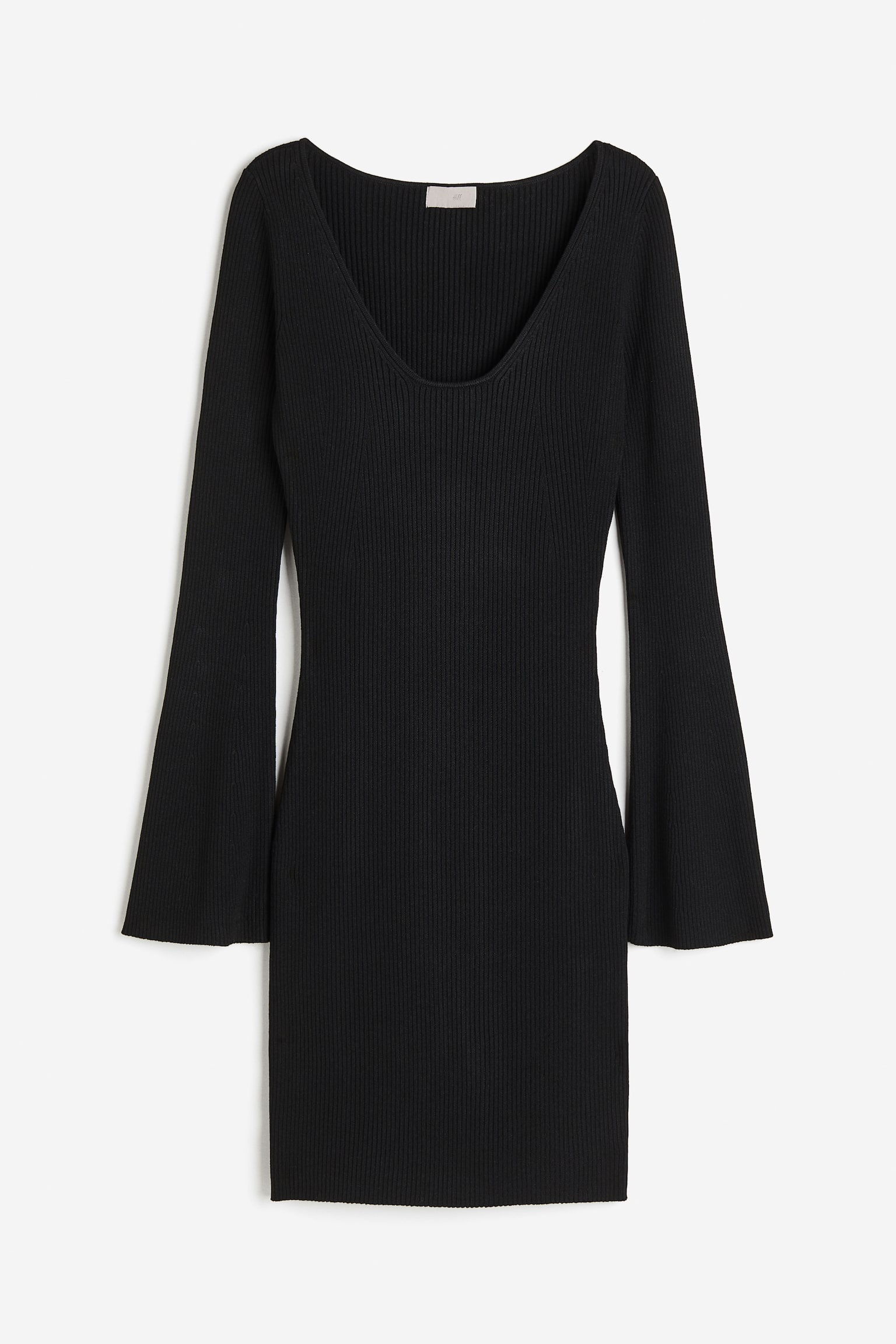 Rib Knit Dress - Black/Light greige - 1