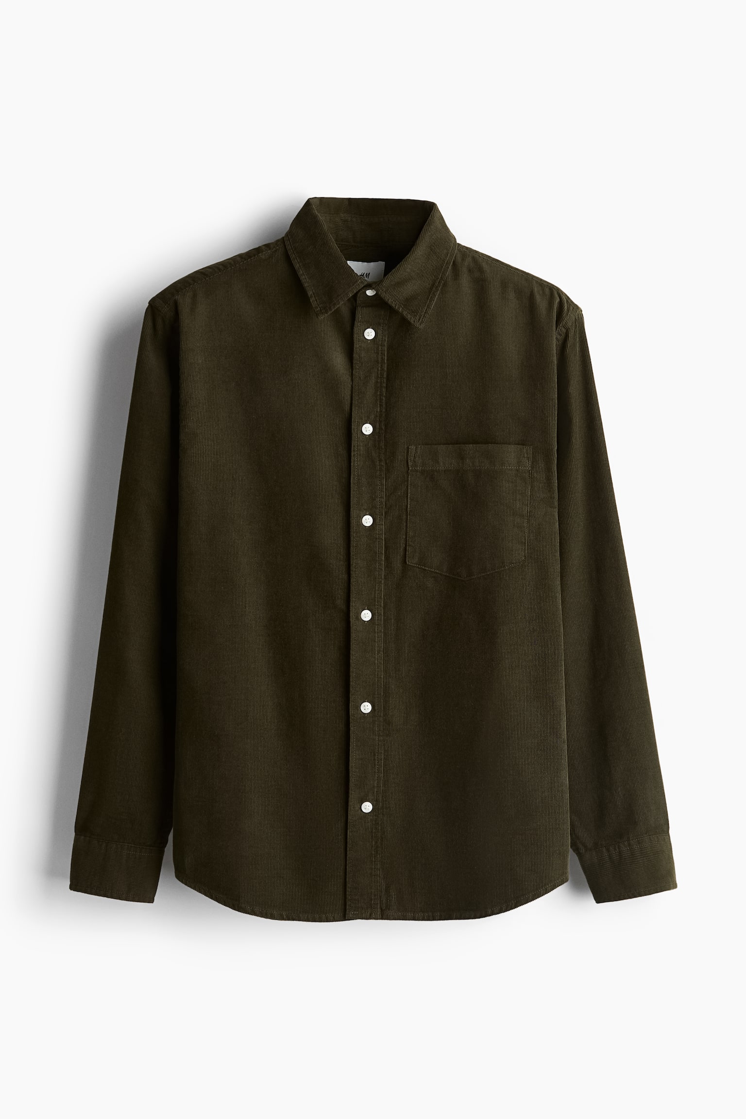 Regular Fit Corduroy shirt - Dark khaki green/Burgundy/Navy blue/Dark brown/Black/Light beige/White - 2