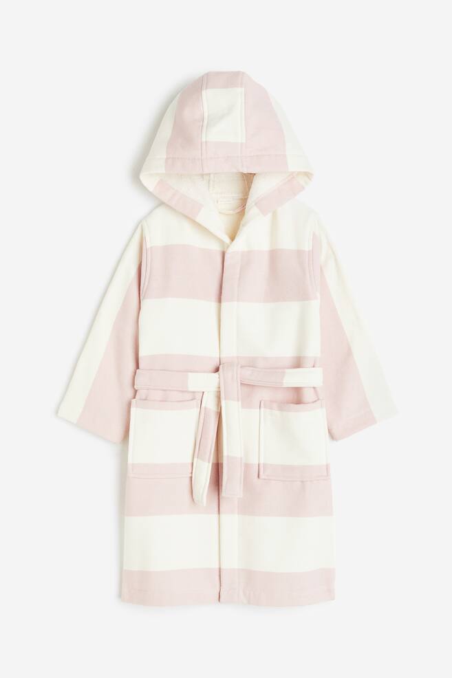 Striped terry dressing gown - Light pink/Striped/Yellow/Striped/Light grey/Striped/Light turquoise/Striped - 1