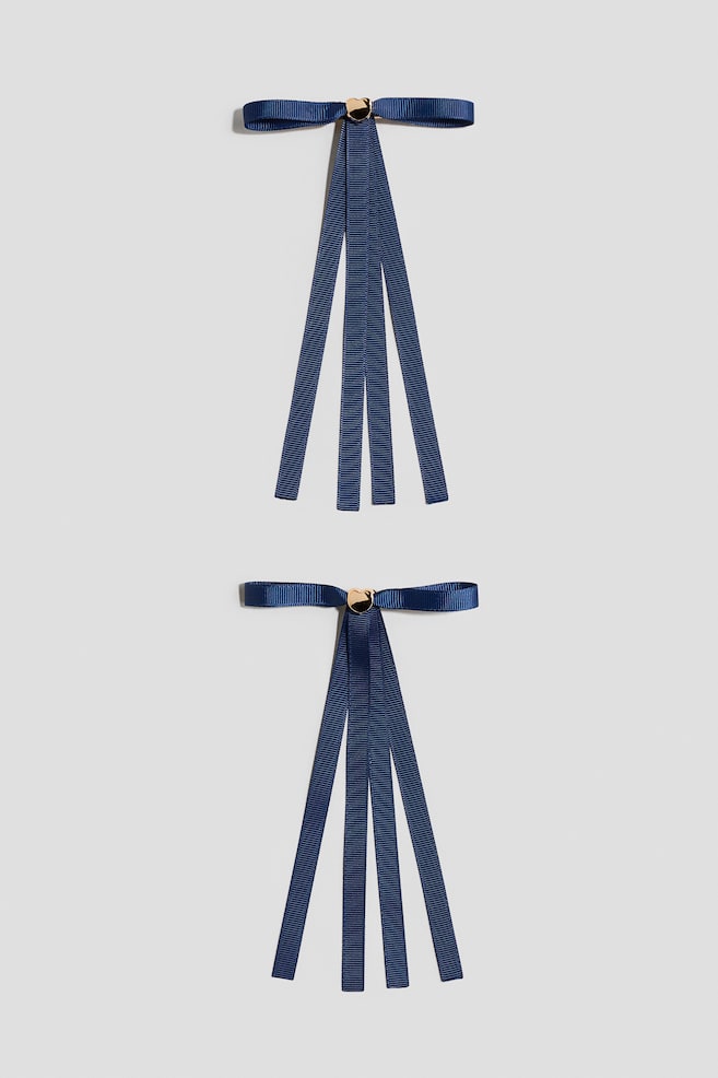 2-pack bow-decorated hair clips - Navy blue/Hearts - 1