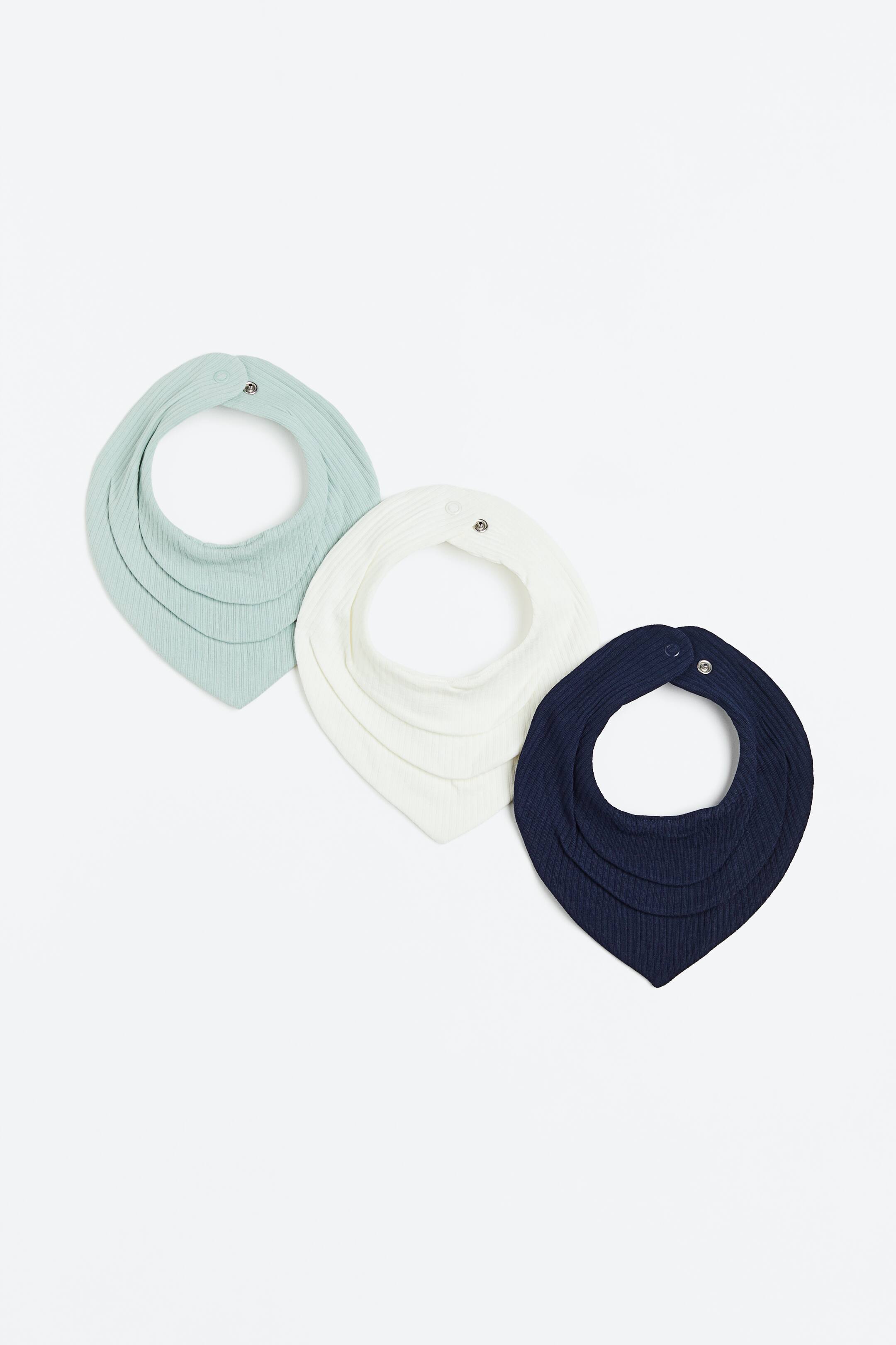 이미지 확대 보기: 리브드 스카프빕 3피스 세트 - 라이트 그린/다크 블루 - Kids | H&M KR 1