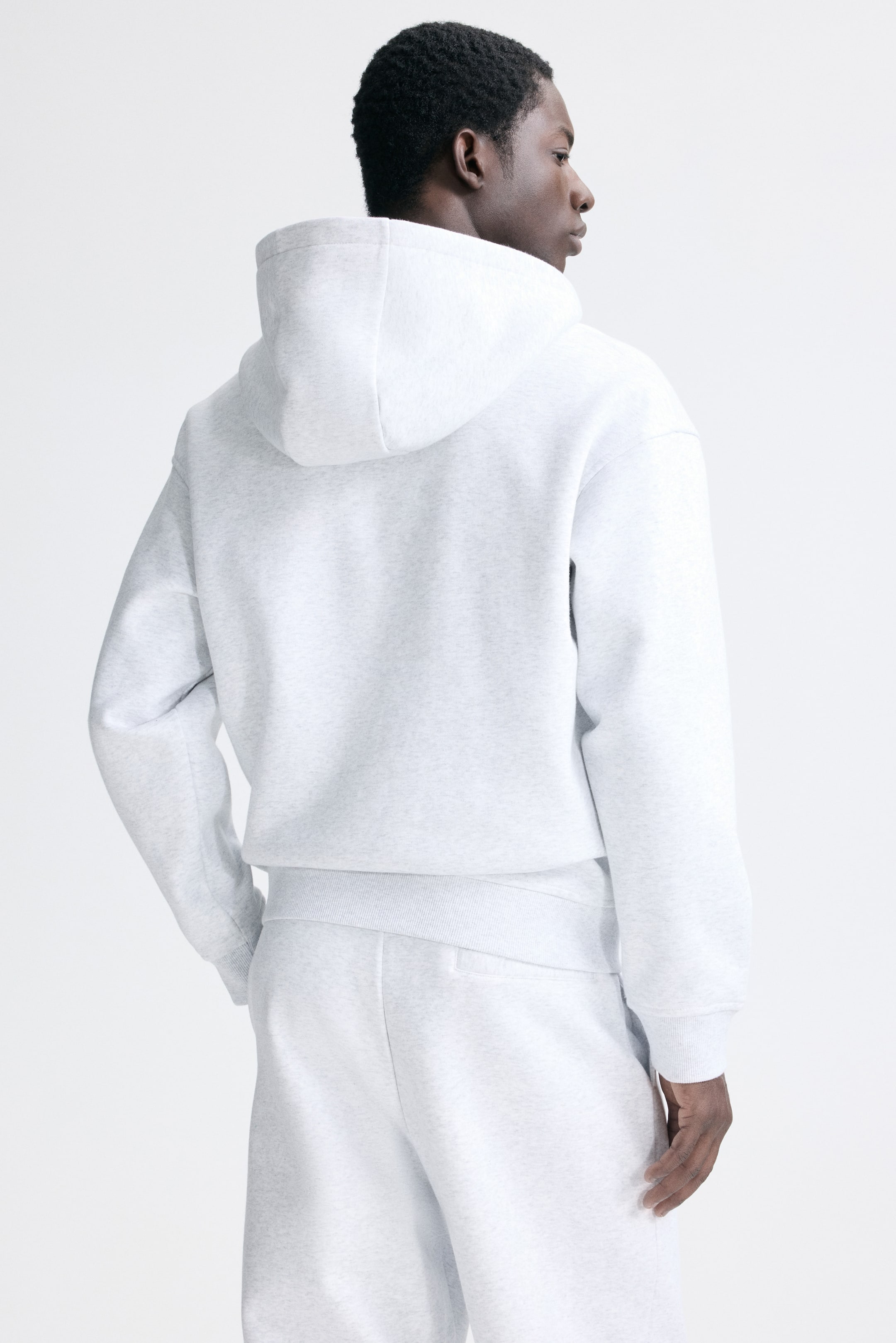 View larger image: Loose-Fit Boxy Hooded Jacket - Gray melange/Fortes Fortuna - Men | H&M US 4