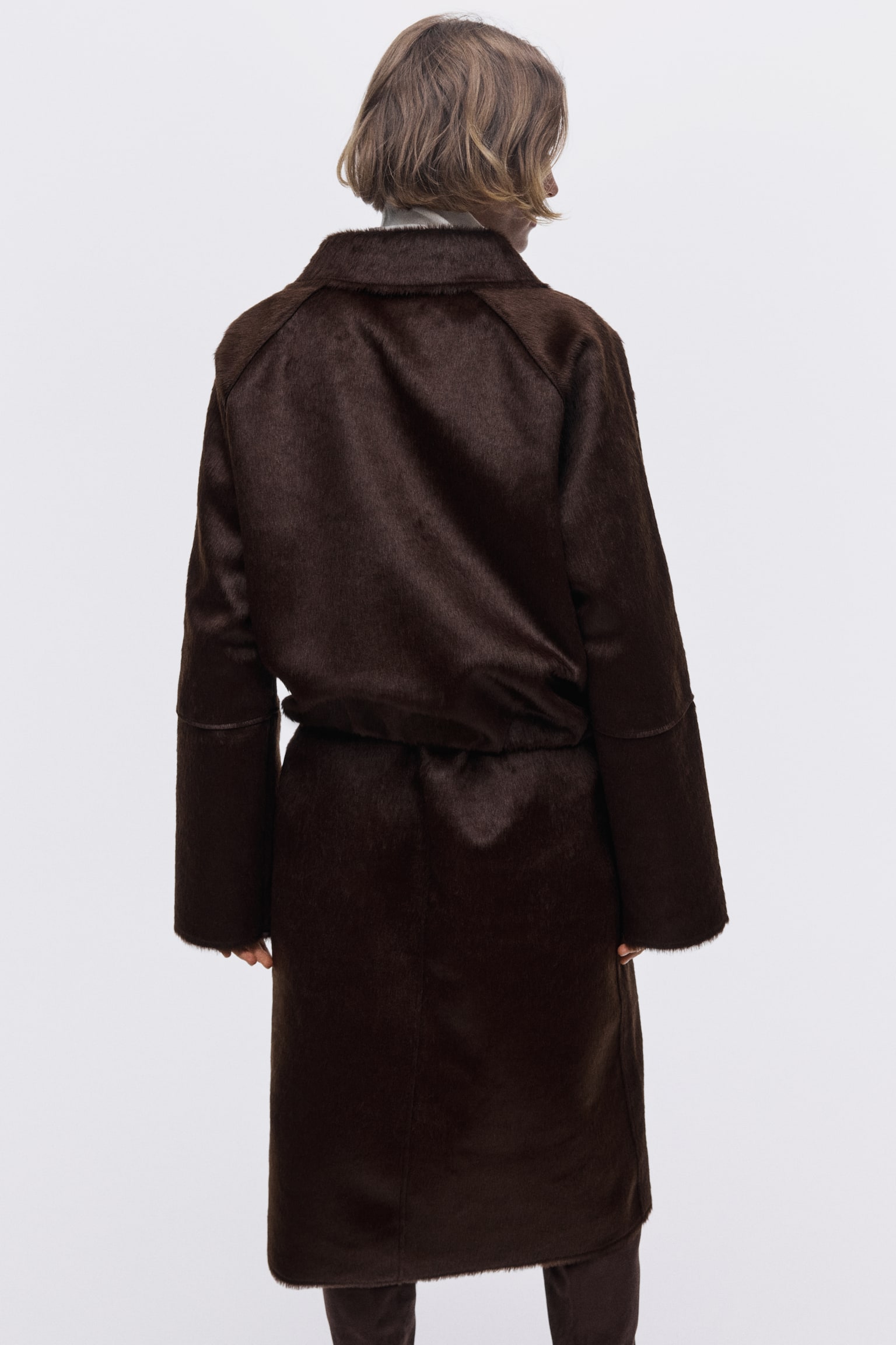 Short collared jacket - Dark brown - 4