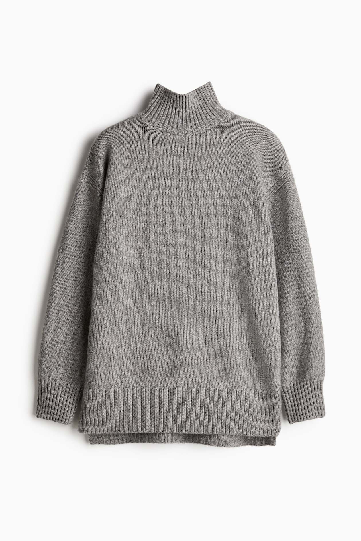 Oversized polo-neck jumper Grey marl Ladies H&M GB