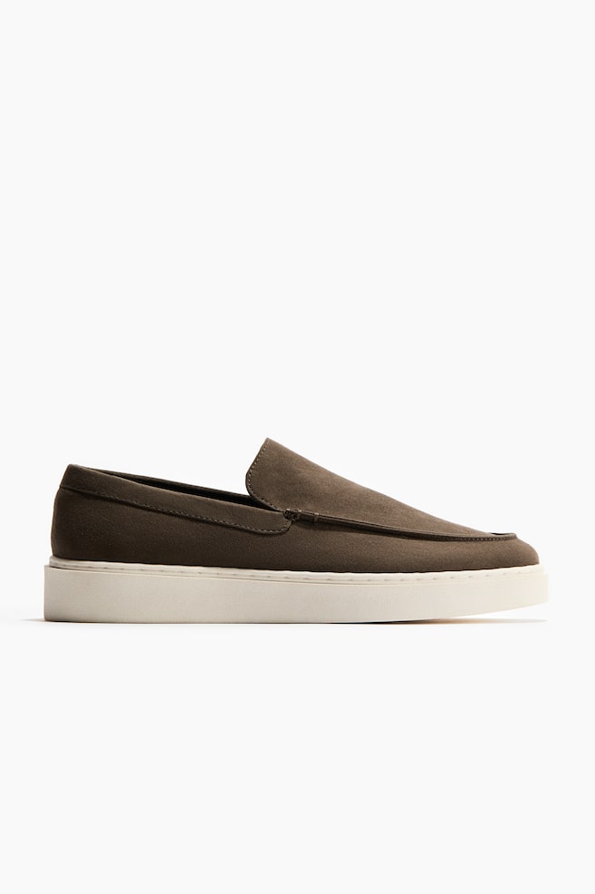 Loafer mit Mokassinnaht - Dunkles Khakigrün/Beige - 1