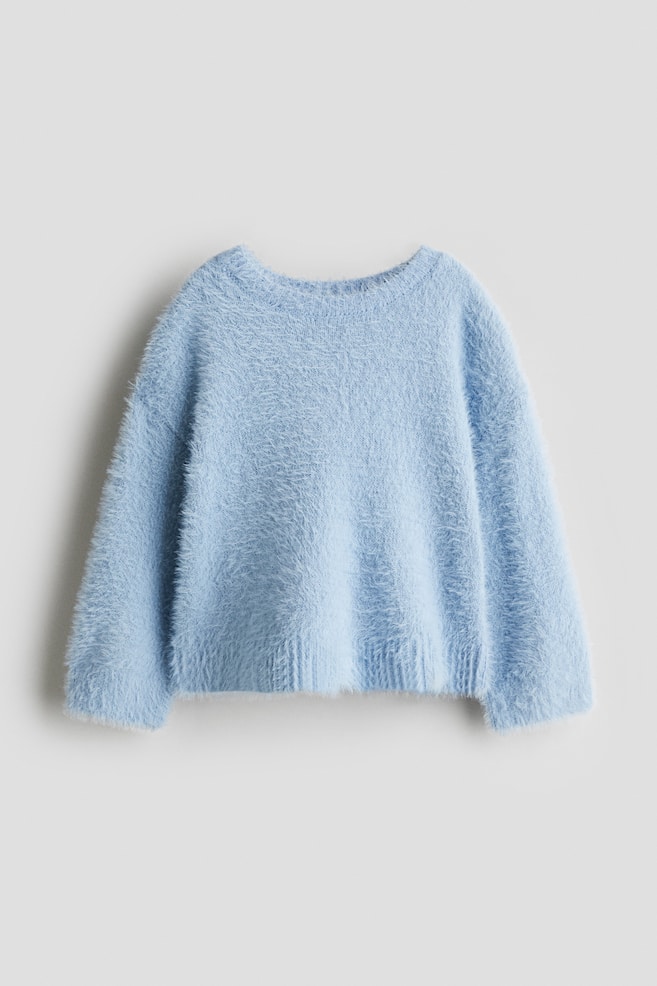 Brushed Fine-Knit Sweater - Light blue - 1