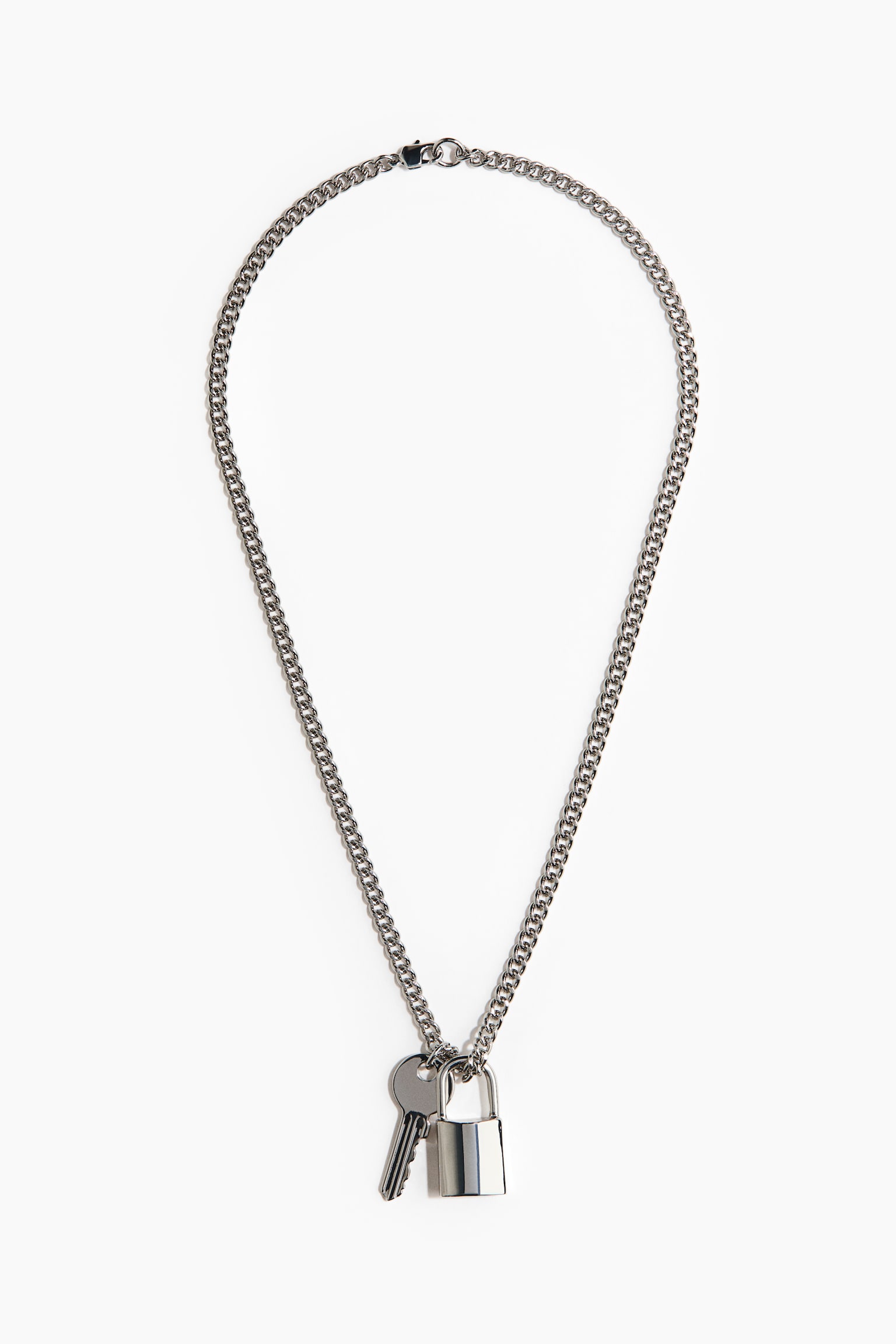 Collana con lucchetto - Argentato