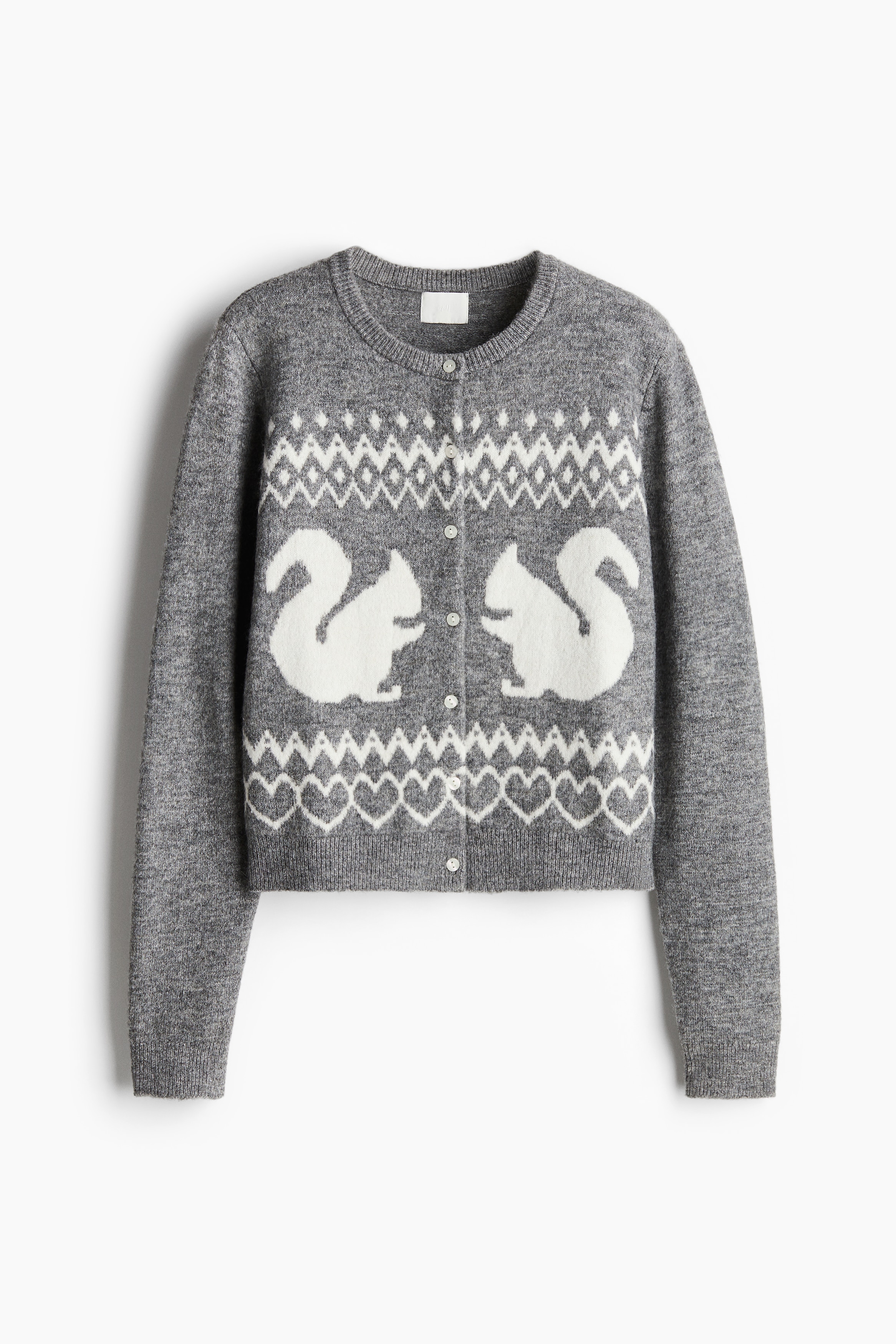 Naiset - Kirjoneuletakki Harmaameleerattu - Size: XS - H&M