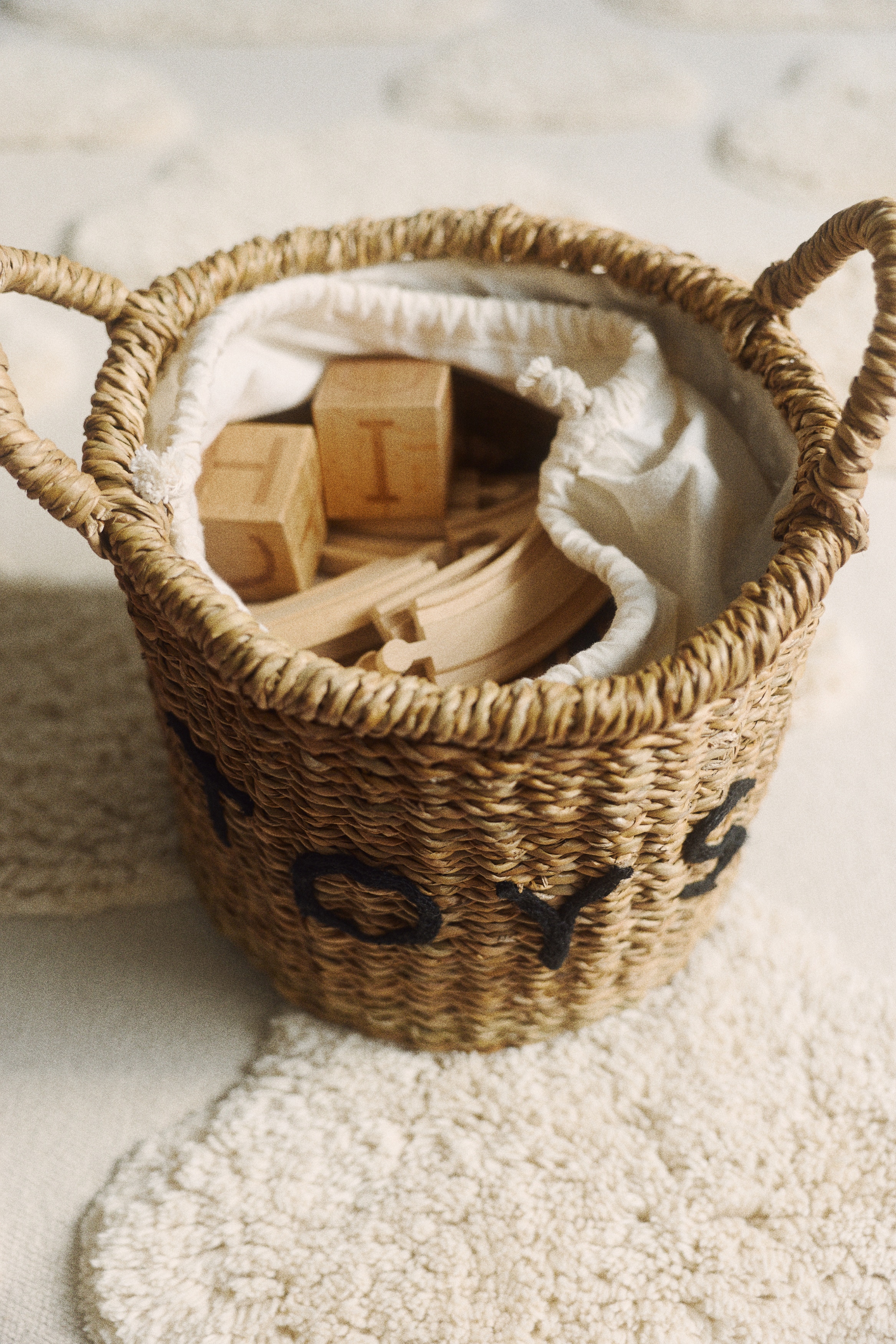 Small Toy Storage Basket - Beige/Toys