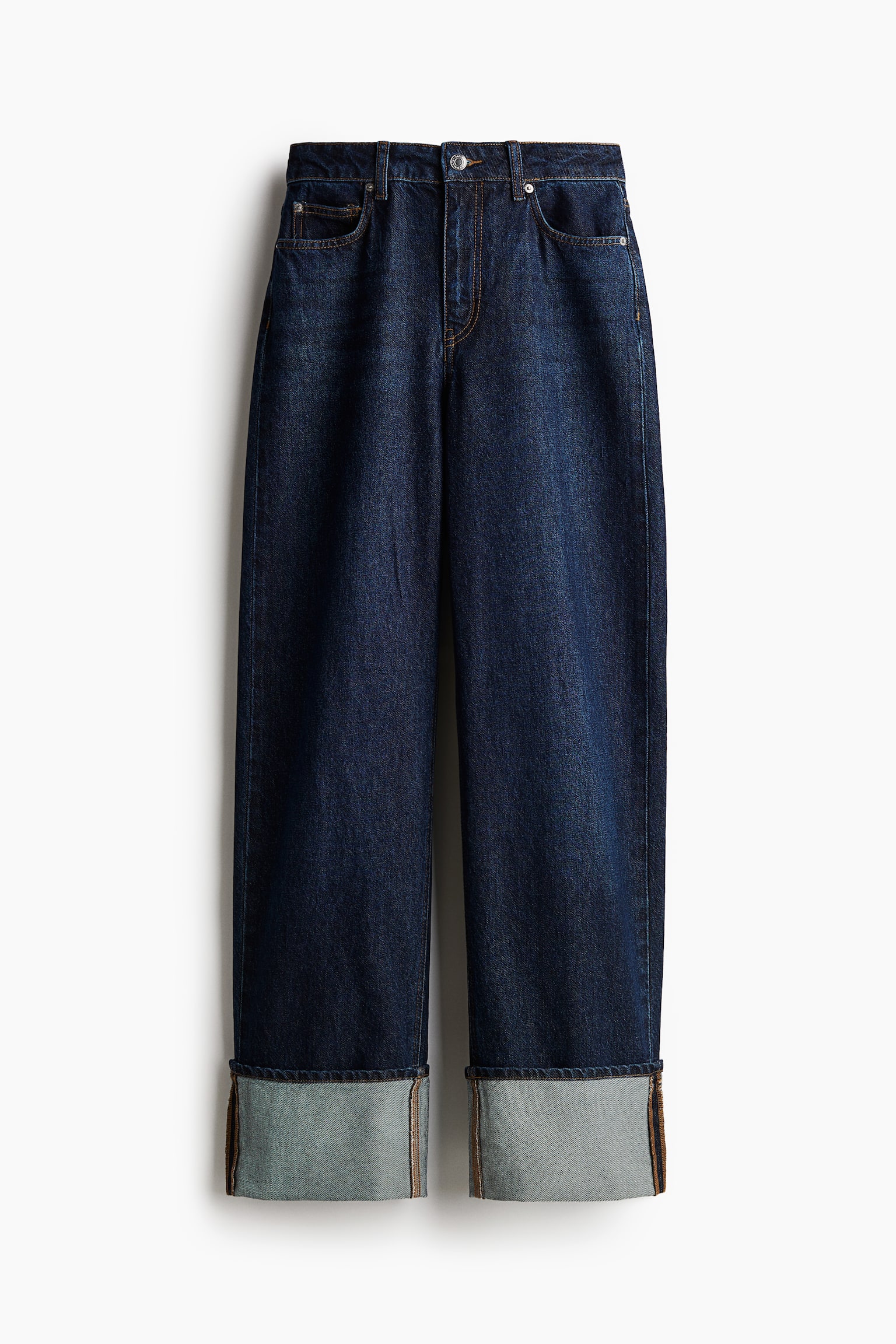 Straight turn-up jeans - Dark denim blue/Light denim blue - 2