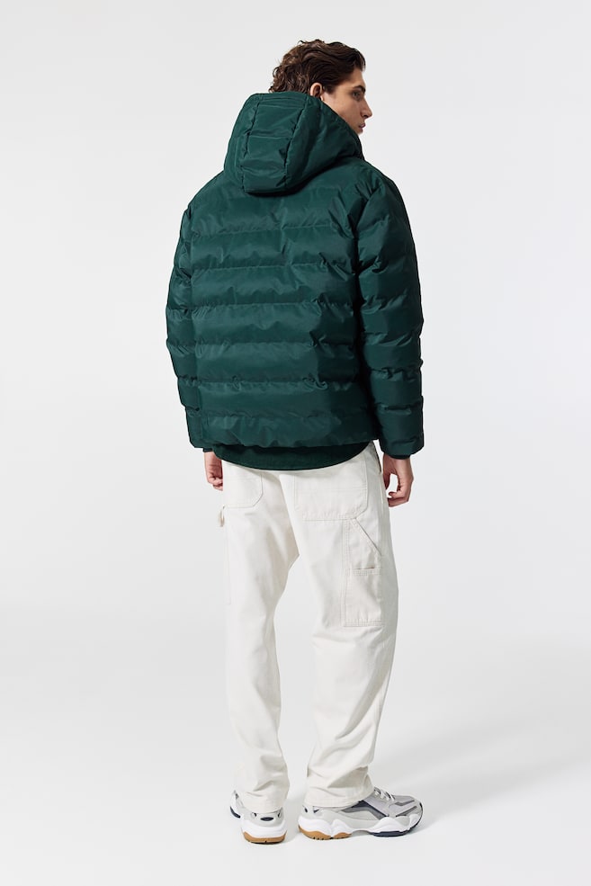 Water-repellent puffer jacket - Forest green/Black/Light beige/Brown - 4