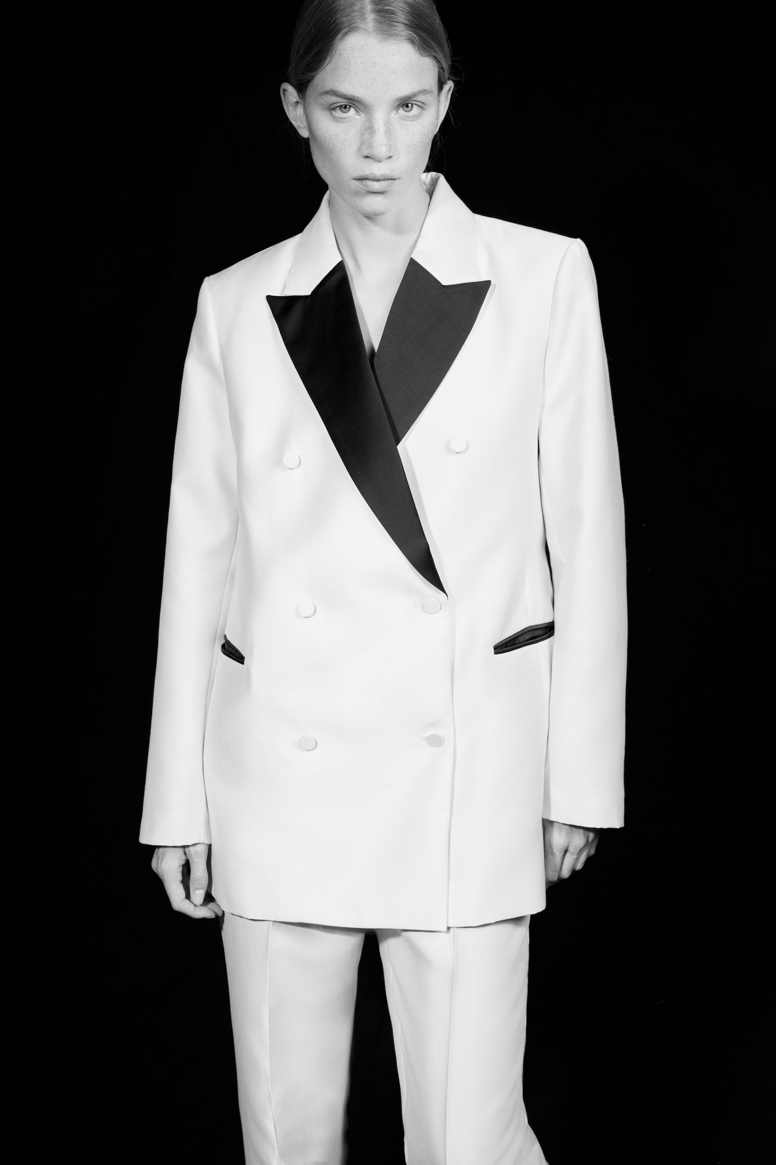 Double-breasted blazer - Cream/Black - 1