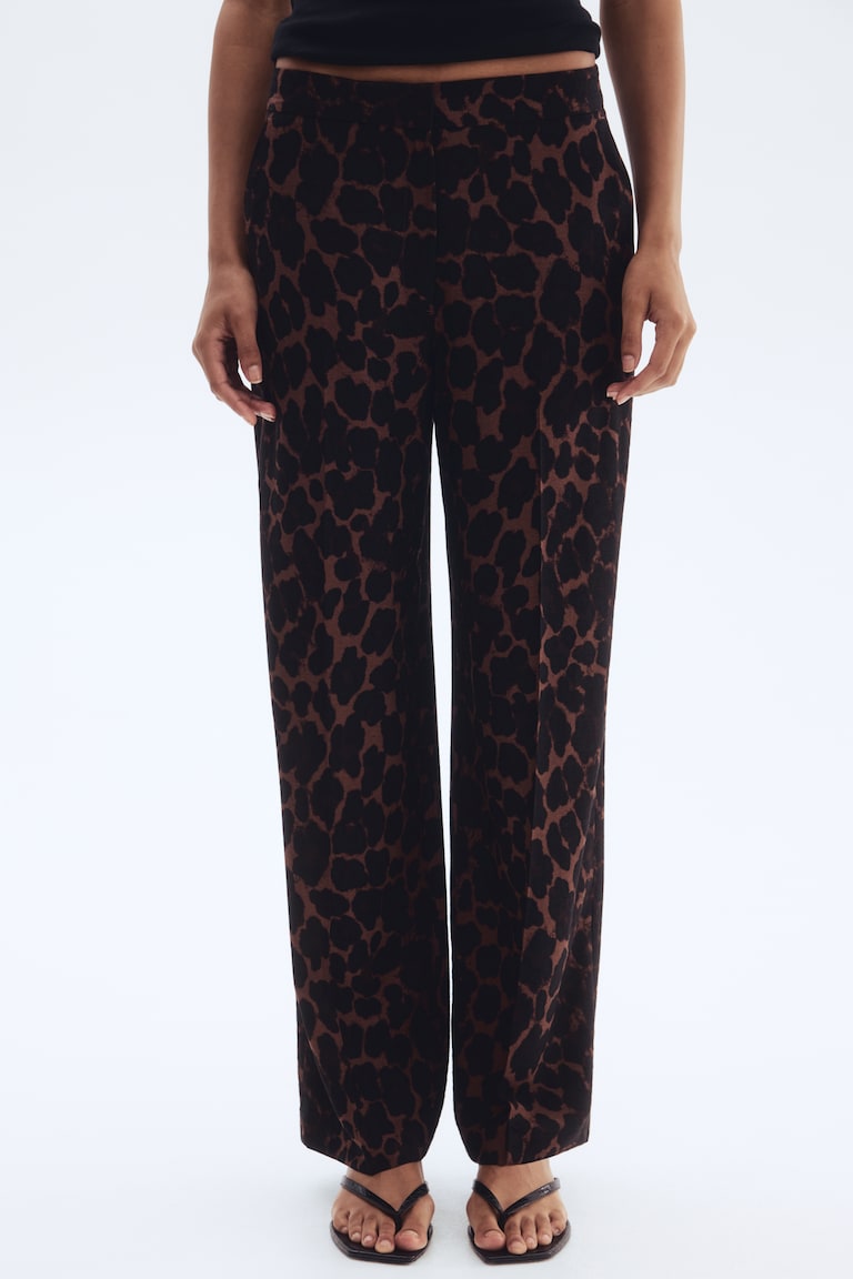 Tailored trousers Brown/Leopard print Ladies H&M GB