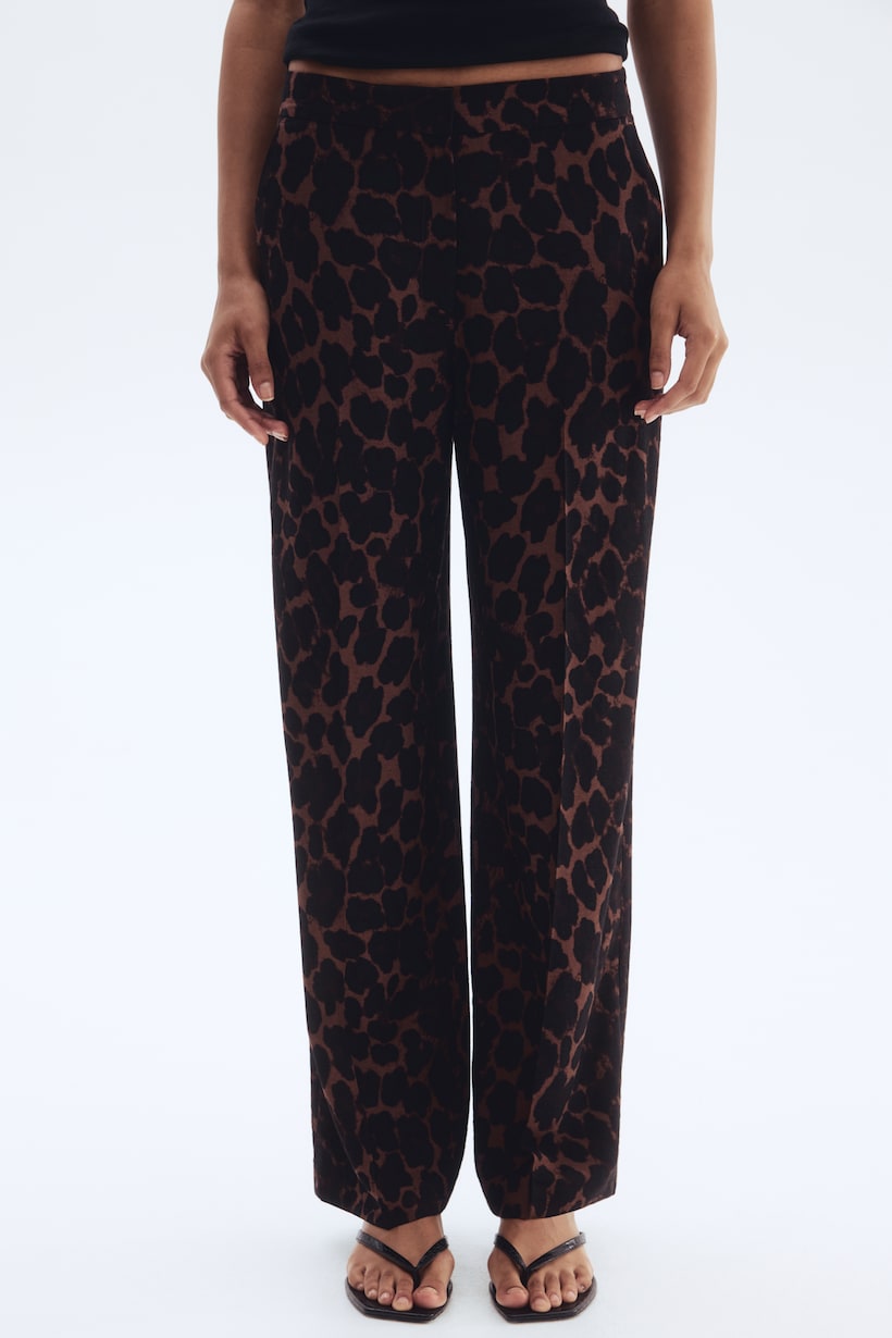 Leopard Print Trousers Wide-Leg, Flared Cropped H&M IN