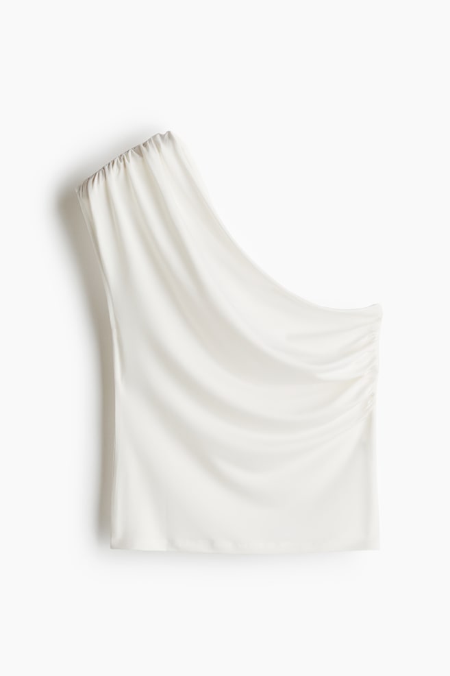 One-shoulder top - White/Khaki green/Dusty blue - 1