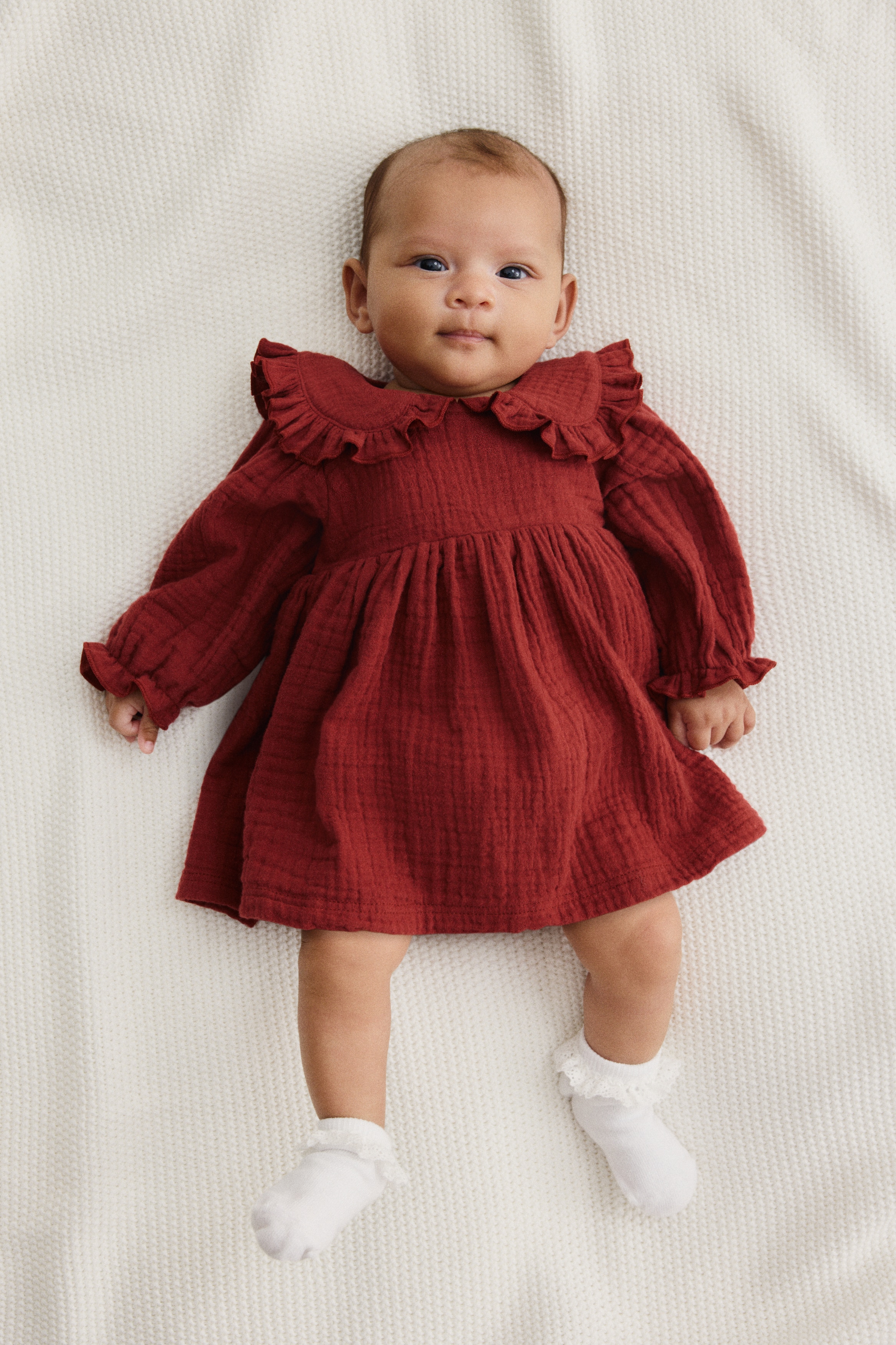 H & M - コットンモスリン ボディスーツ付きワンピース - レッド H & M - コットンモスリン ボディスーツ付きワンピース - レッド