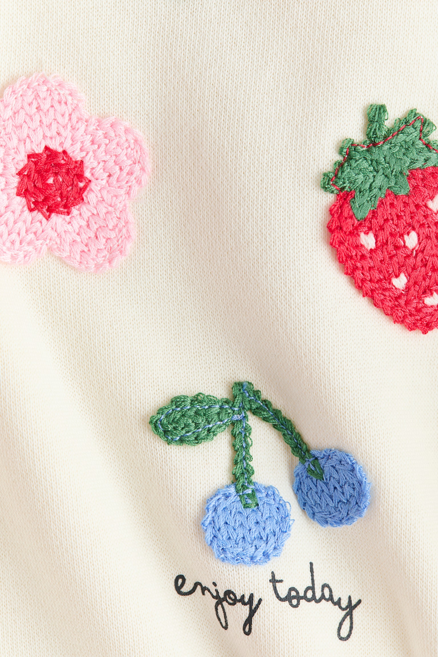 Sweater met motief - Roomwit/fruit/Lichtroze/strikjes/Roomwit/strikjes/Dusty lichtgroen/bloemen - 2