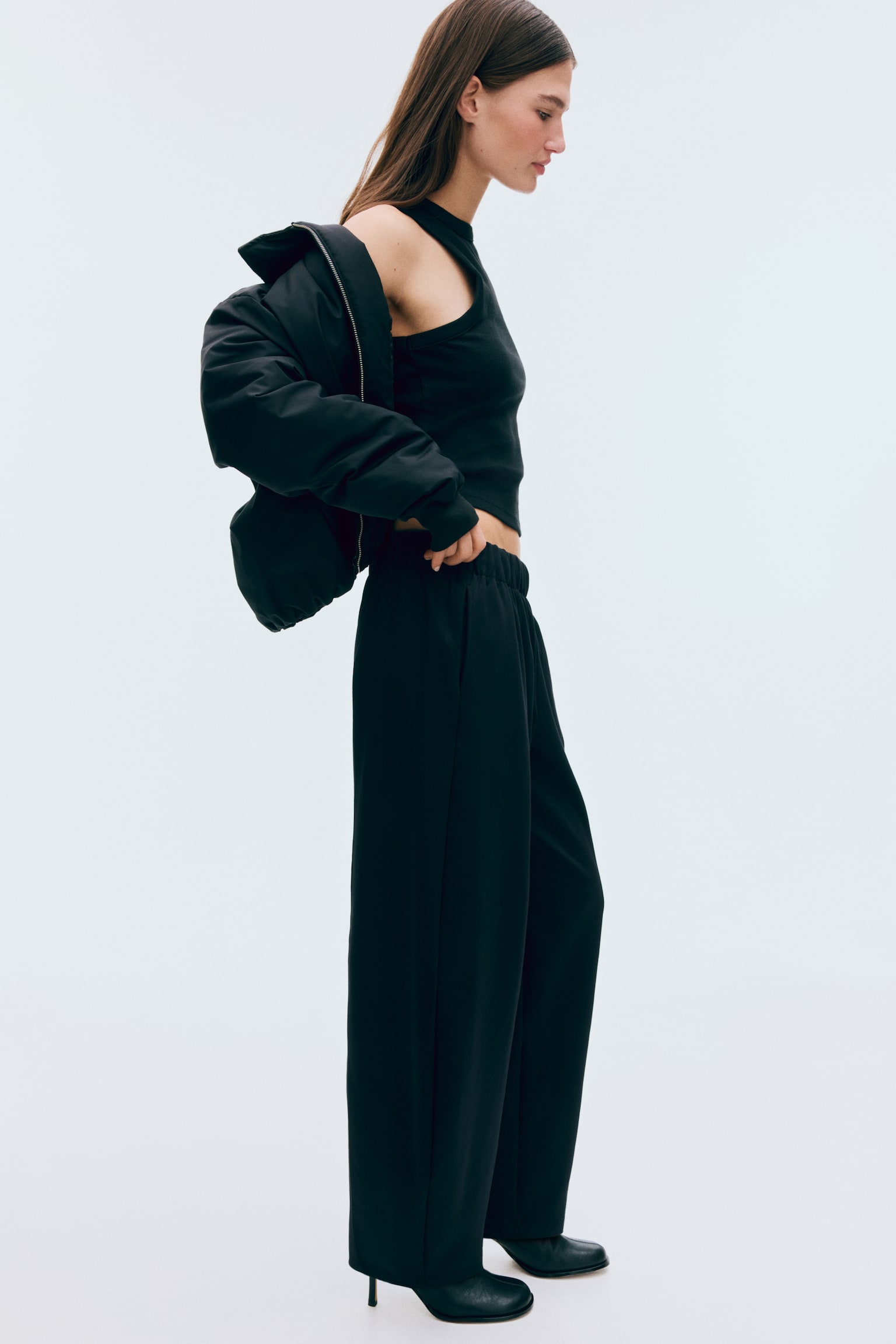 Barrel-leg Ponte di Roma trousers - Black/Light mole - 3