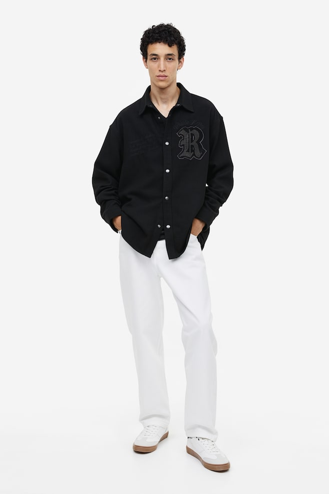 Oversized Fit Overshirt - Black/Beige/Checked - 3