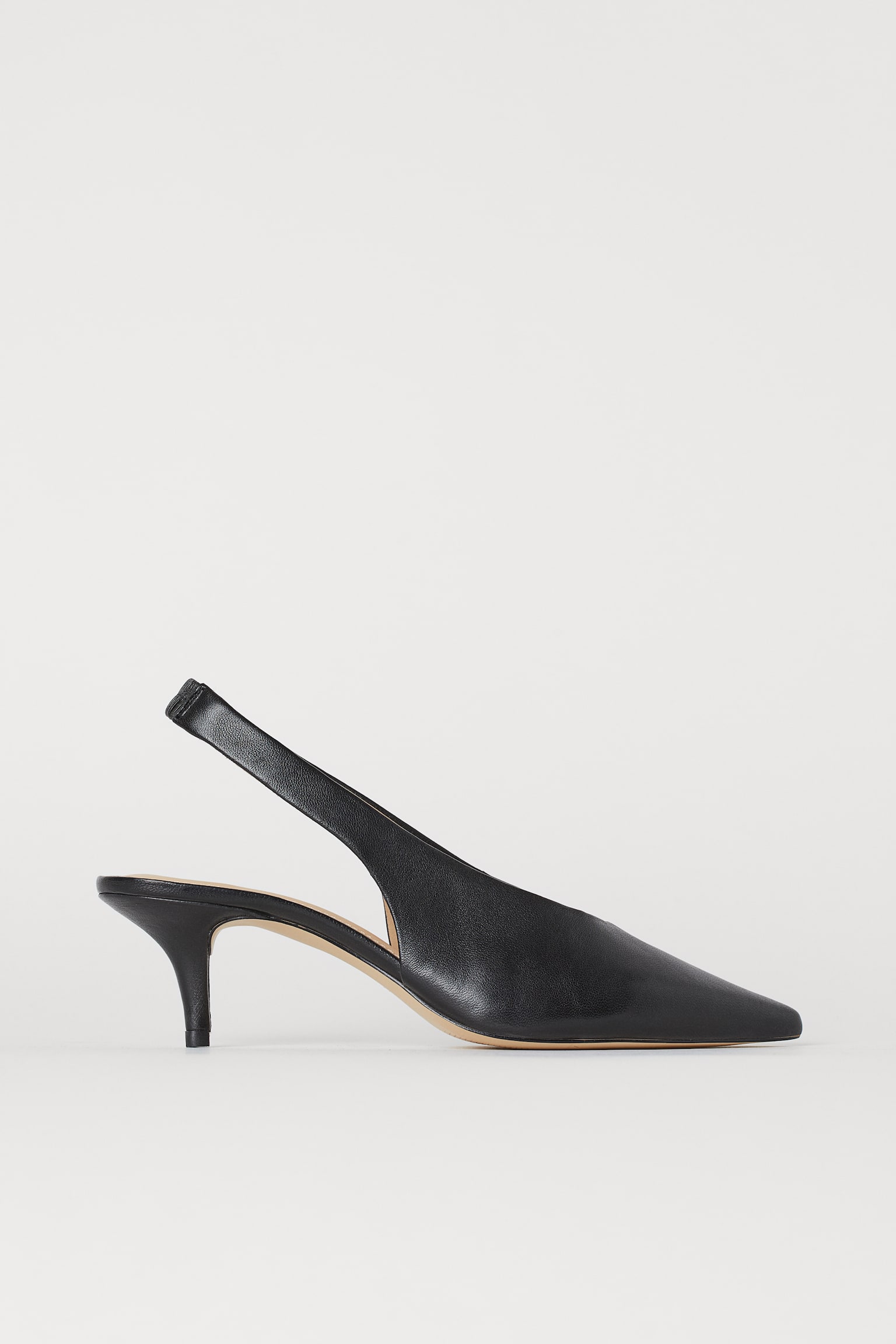 尖頭露跟鞋 - 黑色