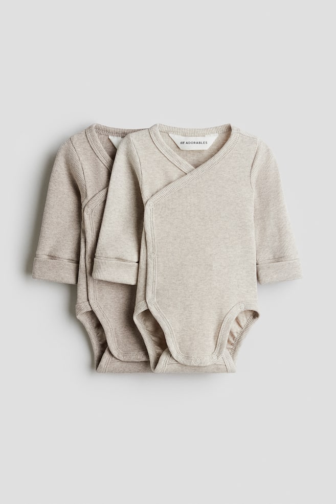 2-pack room-to-grow bodysuits - Beige/Light beige - 1