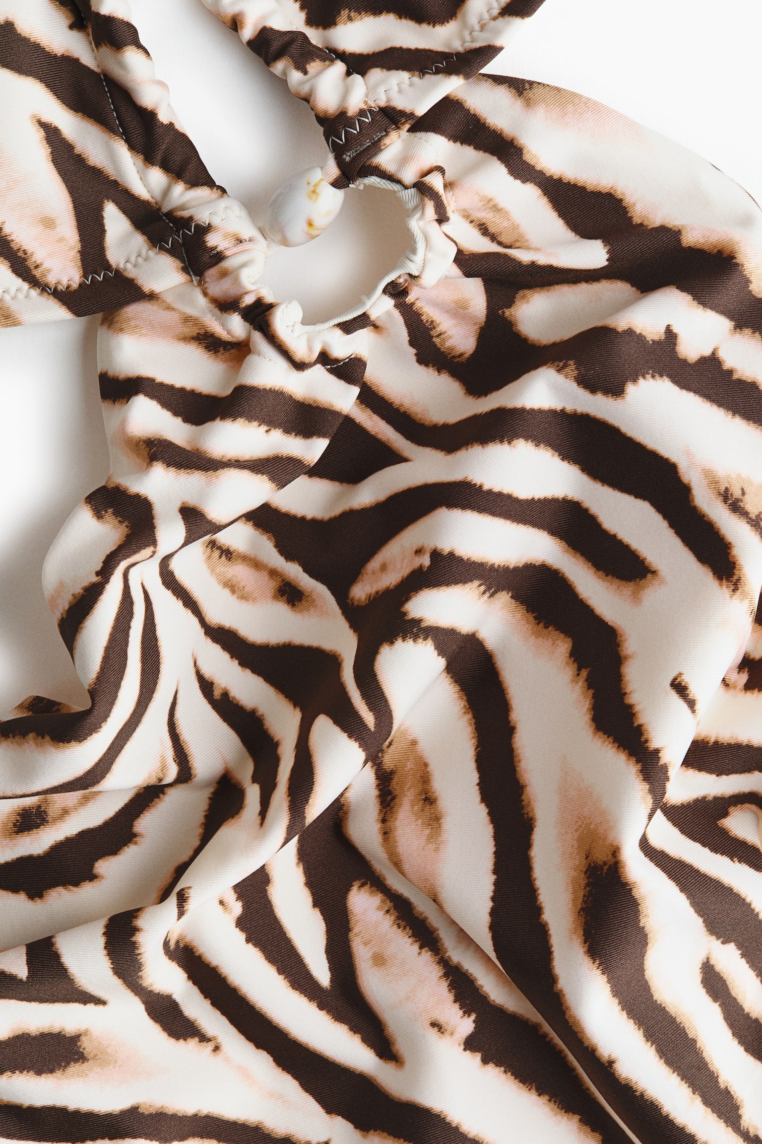 Padded-cup High Leg Swimsuit - White/Zebra print - 3