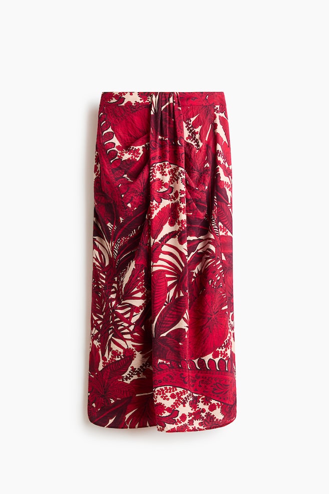 Falda midi con detalle fruncido - Rojo/Estampado paisley - 1